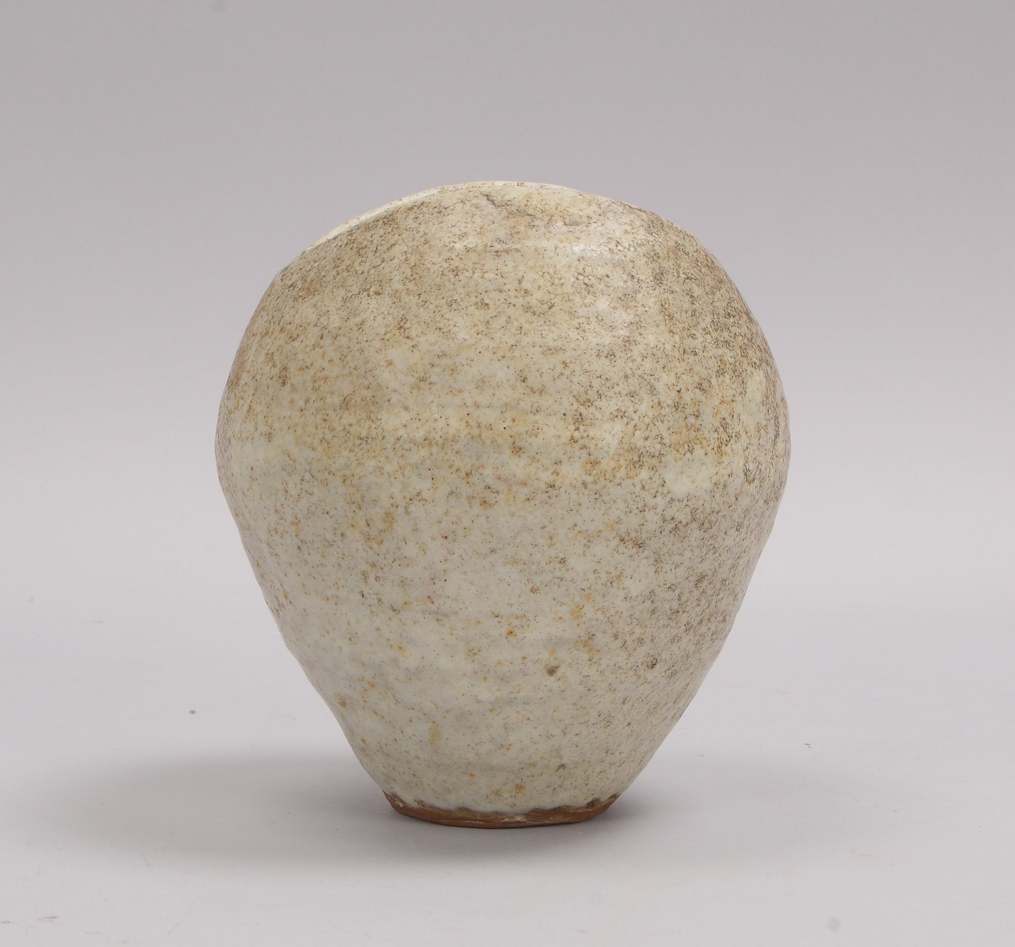 Werkstatt Hohlt/Katzbach, Künstler-Keramikvase, bauchiger Korpus mit längsovaler Öffnung