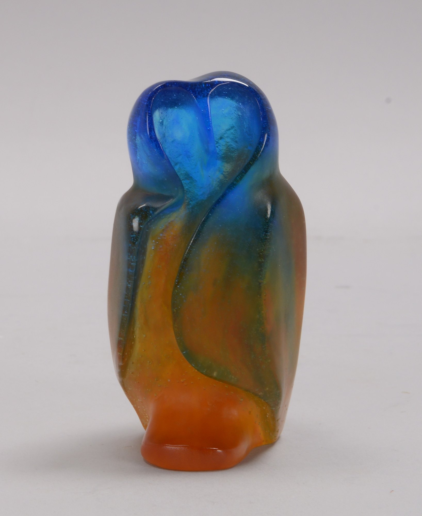 Daume/Frankreich, Glasskulptur, 'Eule', Entwurf: Xavier Carnoy, signiert; Höhe 13 cm