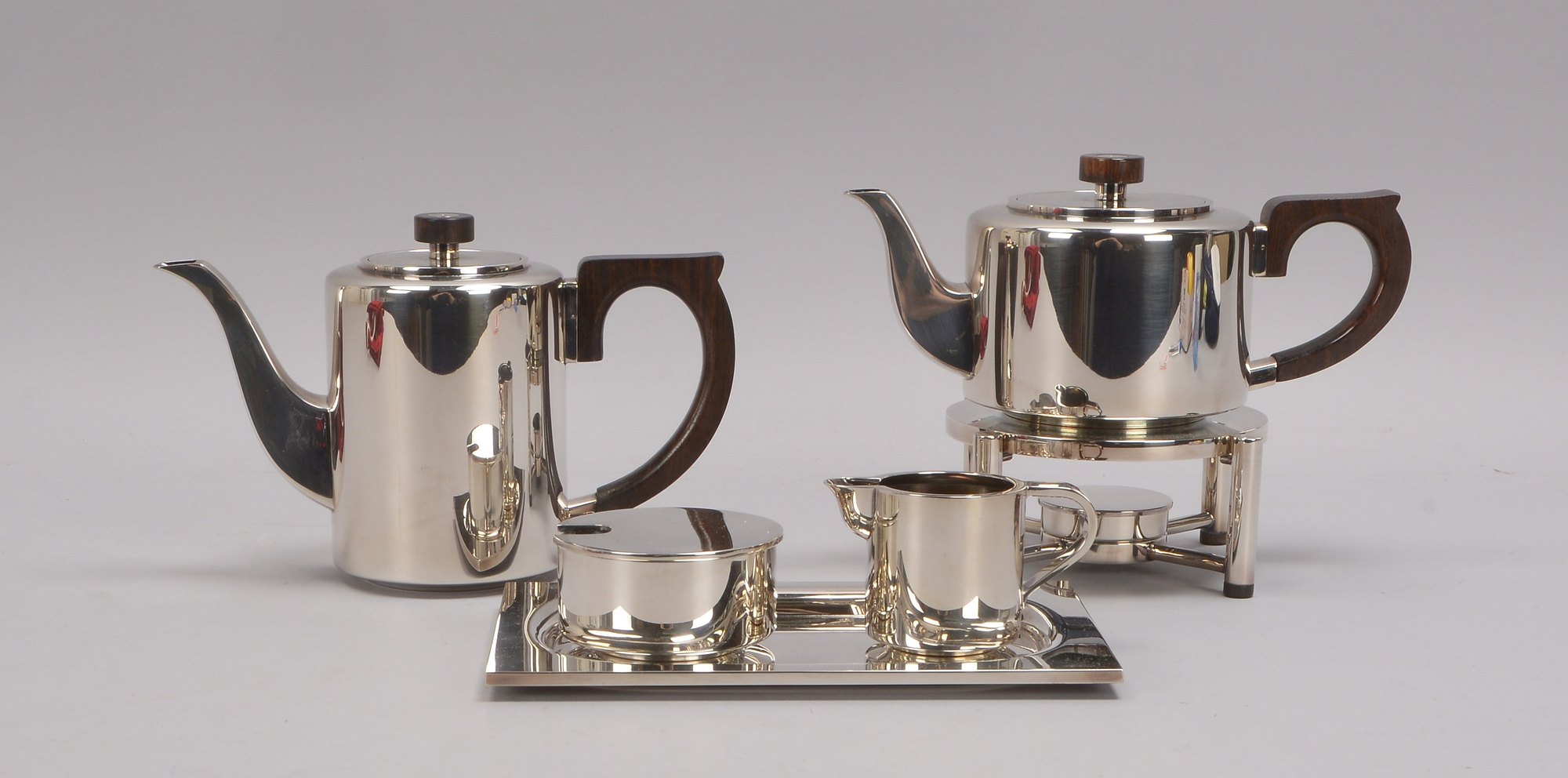 Silbermanufaktur Robbe & Berking, Kaffee- und Teekern, 90er Auflage versilbert, Form 'Alta', Entwurf