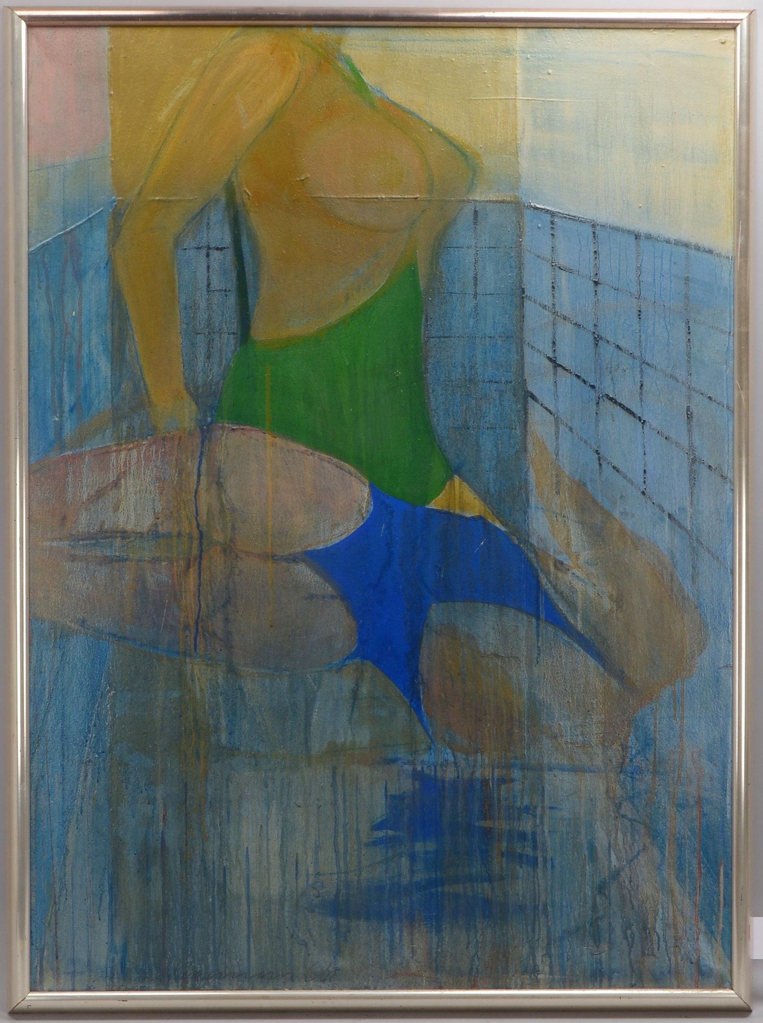 Donnan, Leiv Warren (*1938), 'Im Schwimmbad', Öl/Lw, unten links signiert und datiert (19)'66'