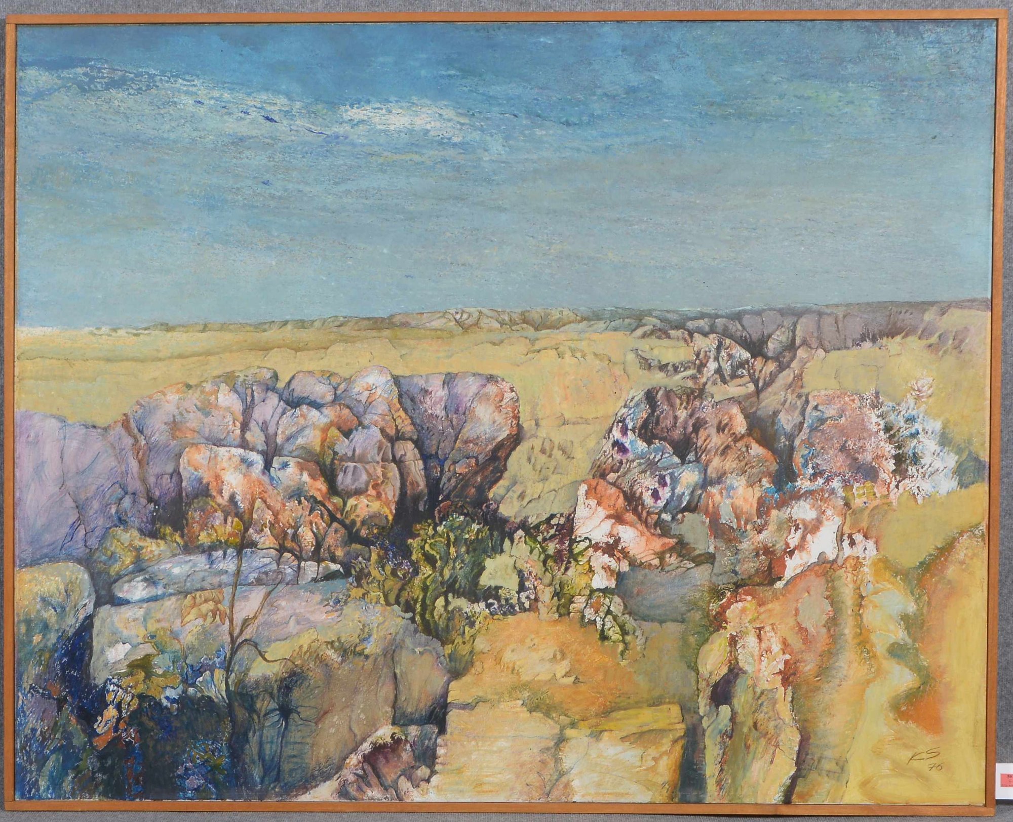 Straubinger, Klaus (*1939 Villingen - in Bremen ansässig), 'Felsige Küstenlandschaft', Öl/Lw