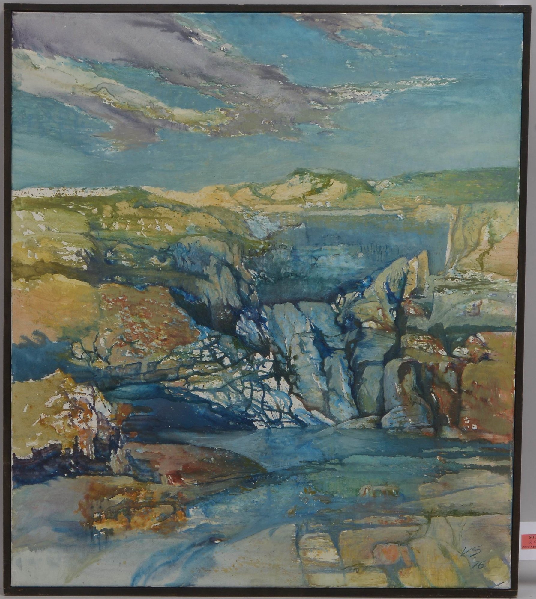 Straubinger, Klaus (*1939 Villingen - in Bremen ansässig), 'Felsige Küstenlandschaft', Öl/Lw