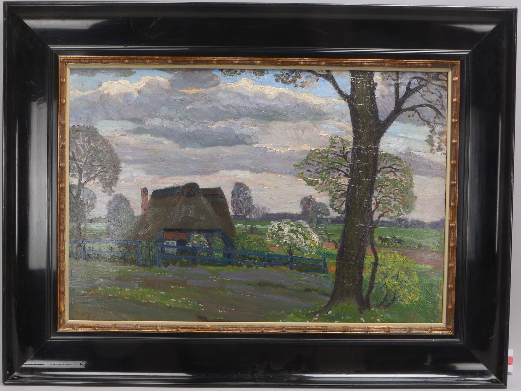 Rohmeyer, Wilhelm Heinrich (1882 - 1936), 'Bauernkate in der Fischerhuder Surheide', Öl/Malkarton