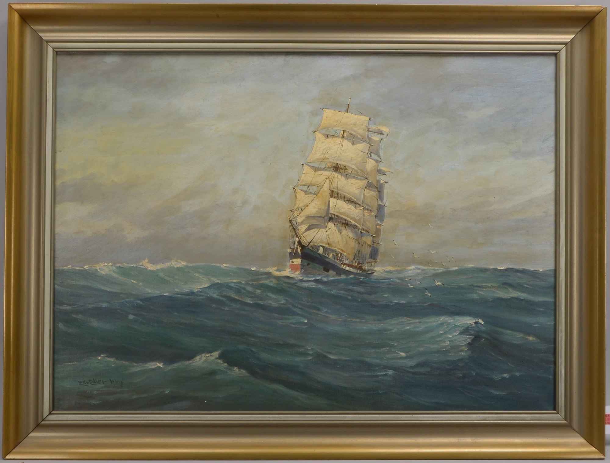Edler, Eduard (1887 - 1969), 'Segelschiff auf hoher See', Öl/Lw, unten links signiert