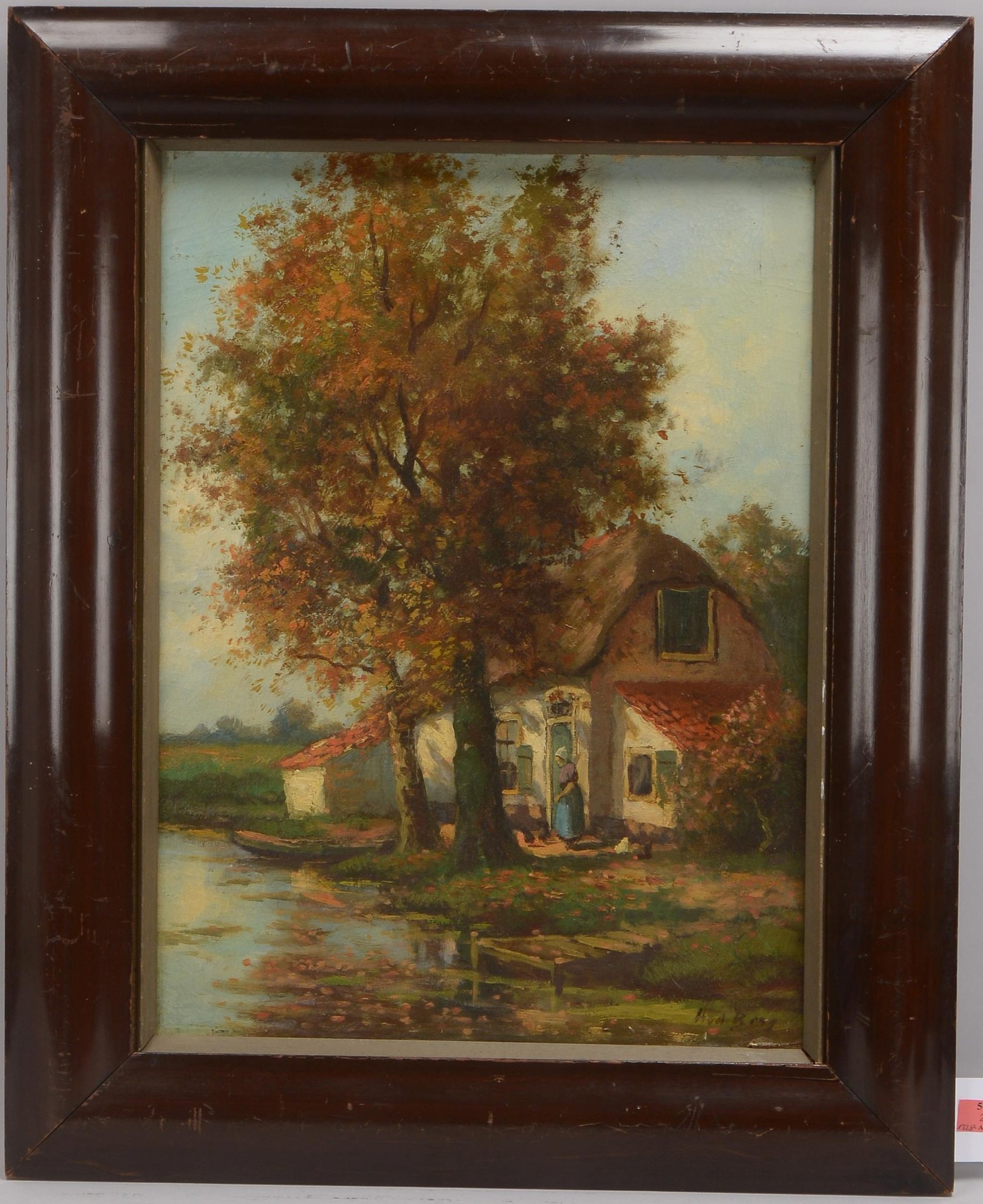 van den Berg, A.(ndries -?), 'Bäuerliches Idyll', Öl/Lw, unten rechts signiert; Bildmaße 59 x 43 cm