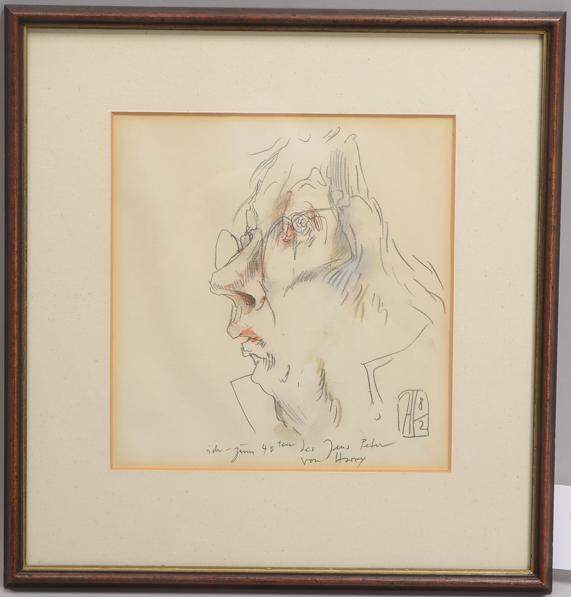 Janssen, Horst (1929 - 1995, Hamburg), 'ich zum 40ten des Jens Peter von Harry' - Originaltitel