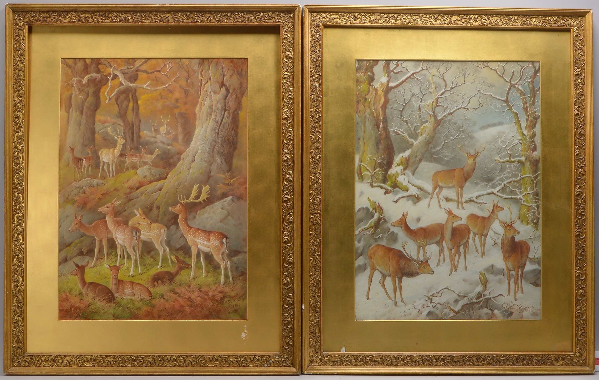 Sturgess, W.B., 2 Kreidepastelle: 'Herbst' und 'Winter' (aus Vier-Jahreszeiten-Allegorie)