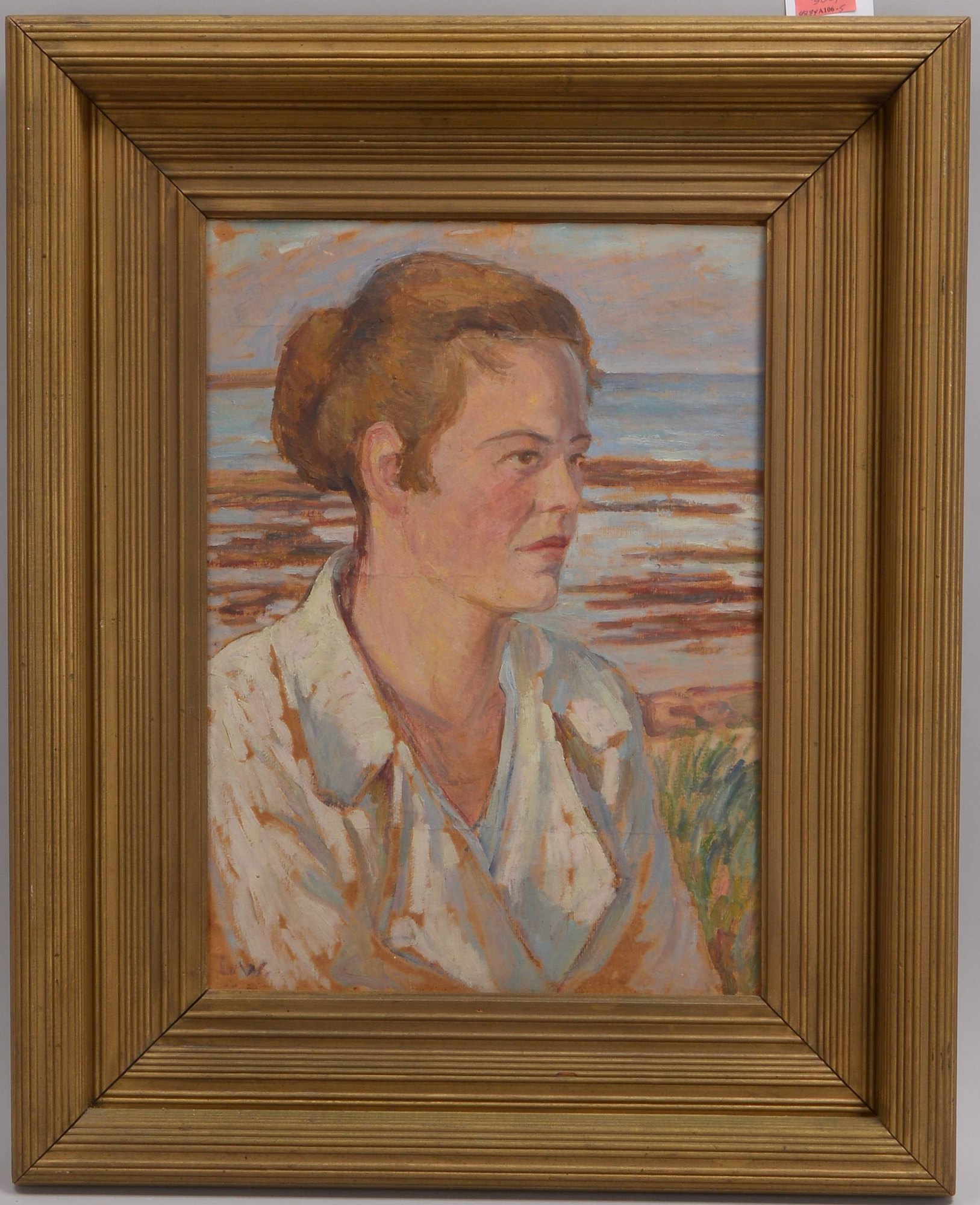 Linde-Walther, Heinrich Eduard (zugeschrieben), 'Portrait von Gertrude Siemers', Öl auf Malkarton