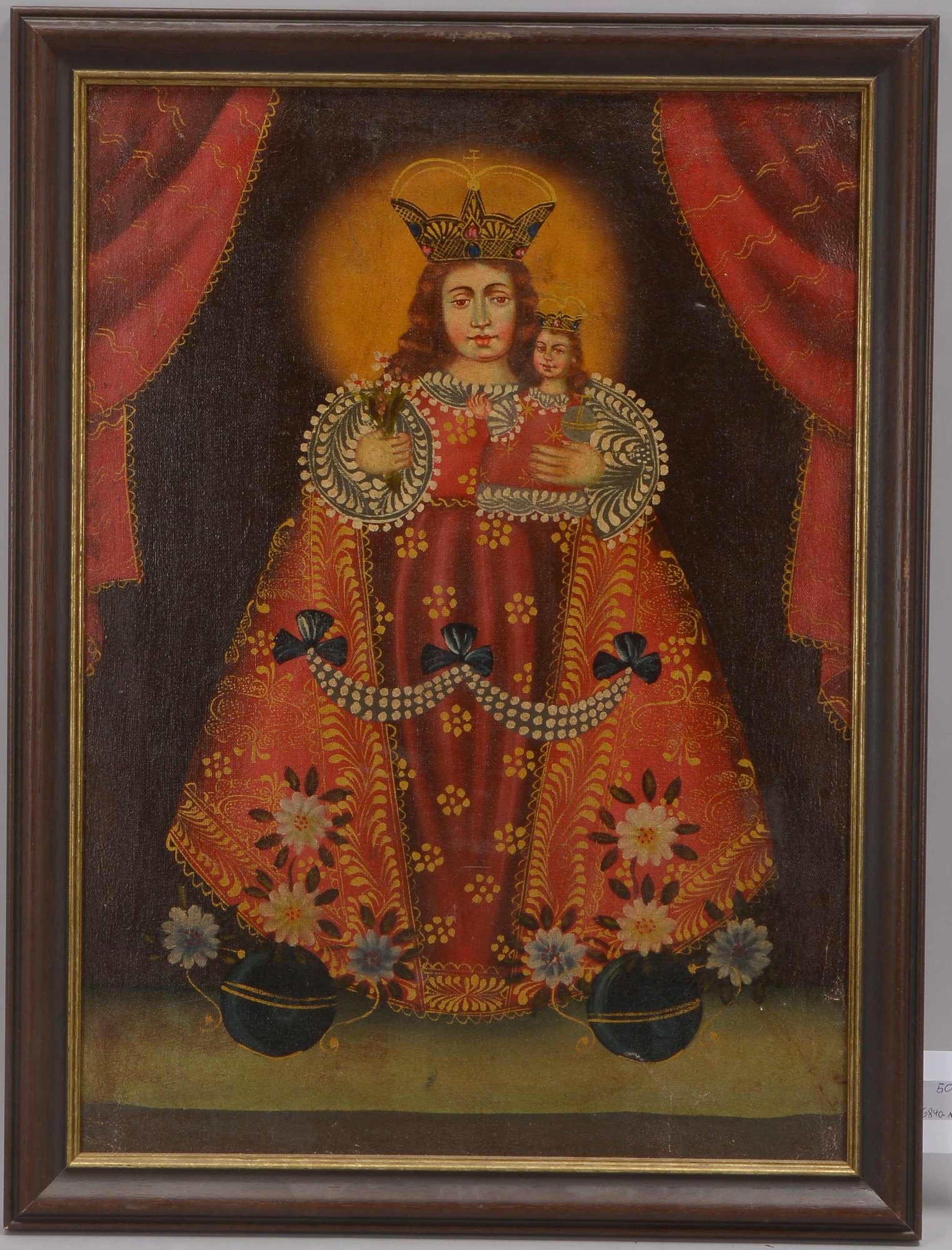 Gemälde (Peru, frühe Cusco-Schule), 'Madonnendarstellung im Schutzmantel - Maria mit Jesuskind'