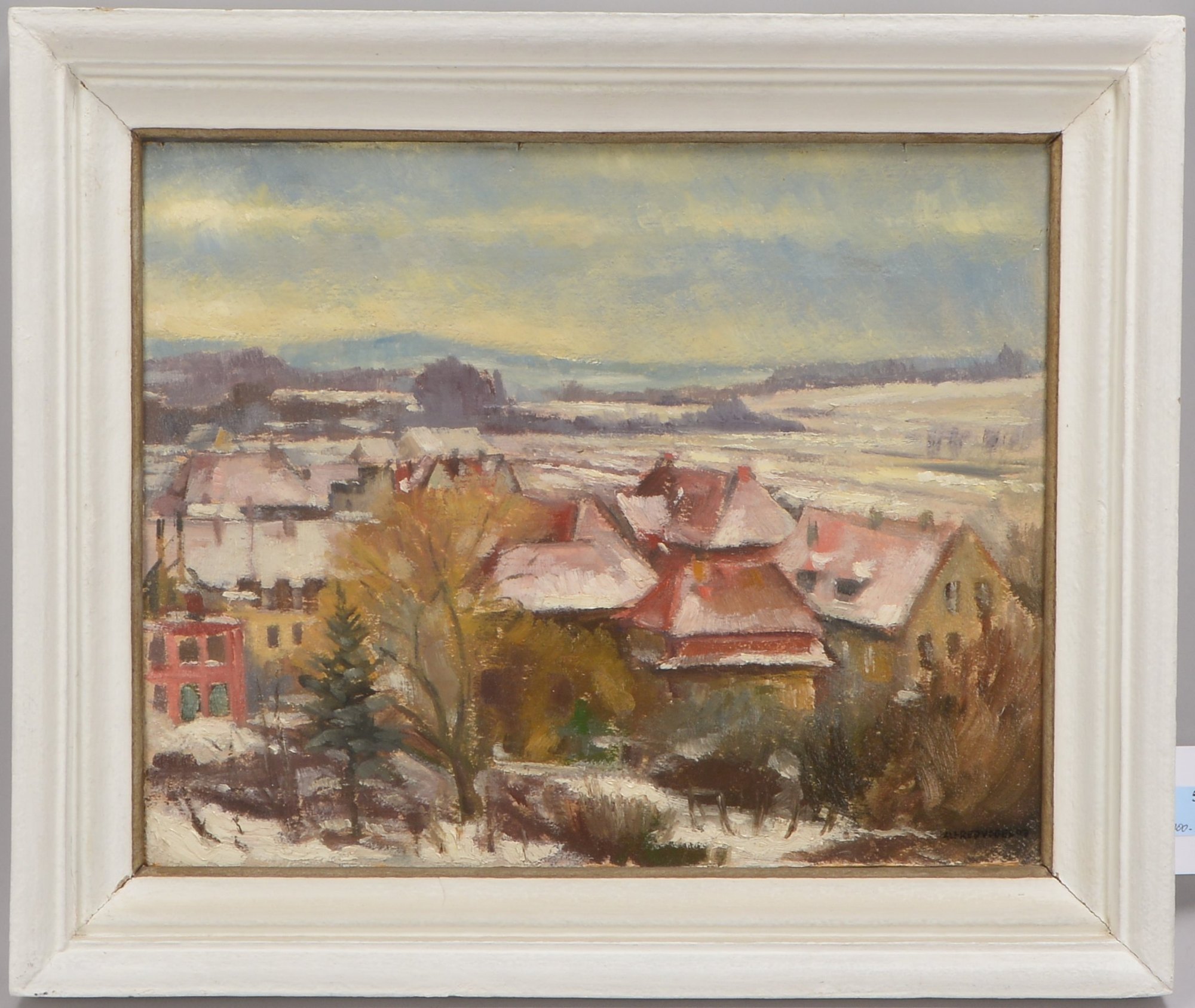 Vogel, Alfred, 'Blick aus dem Atelier', Öl auf Malkarton/gerahmt, signiert; Maße 31 x 39 cm