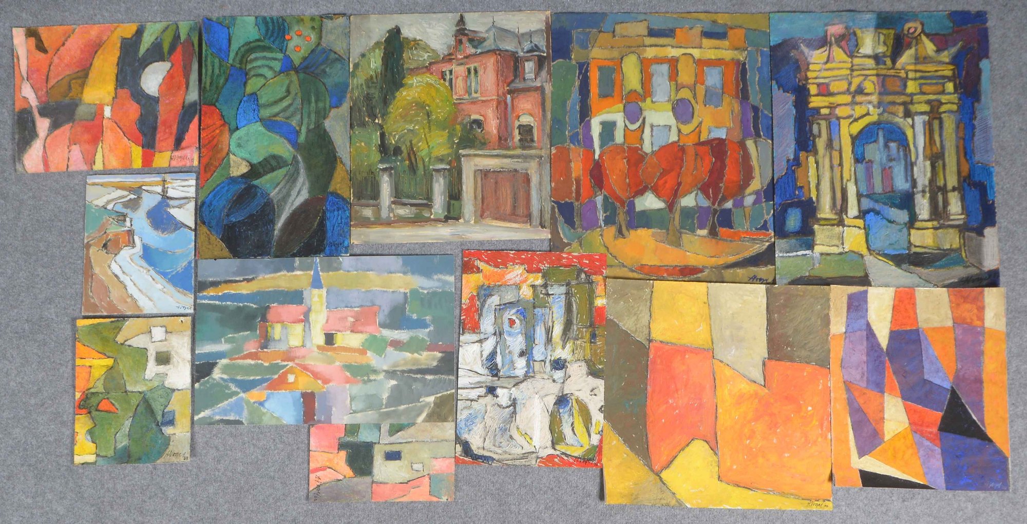 Vogel, Alfred, Künstlermappe mit diversen Blättern, verschiedene Themen, Tempera auf Papier