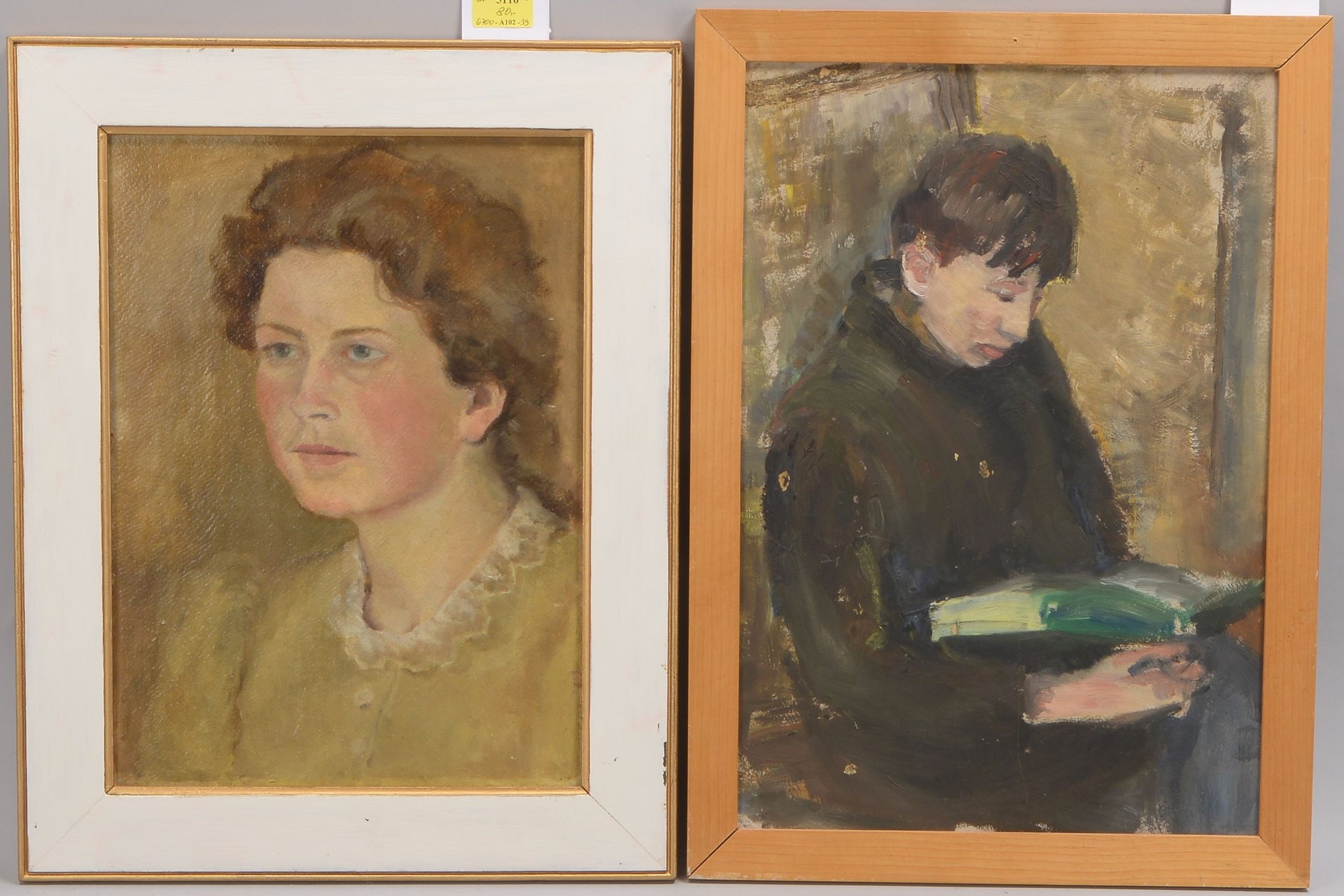 Vogel, Alfred (zugeschrieben), 2 Gemälde, 'Portraits', Öl auf Malkarton/gerahmt, jeweils unsigniert