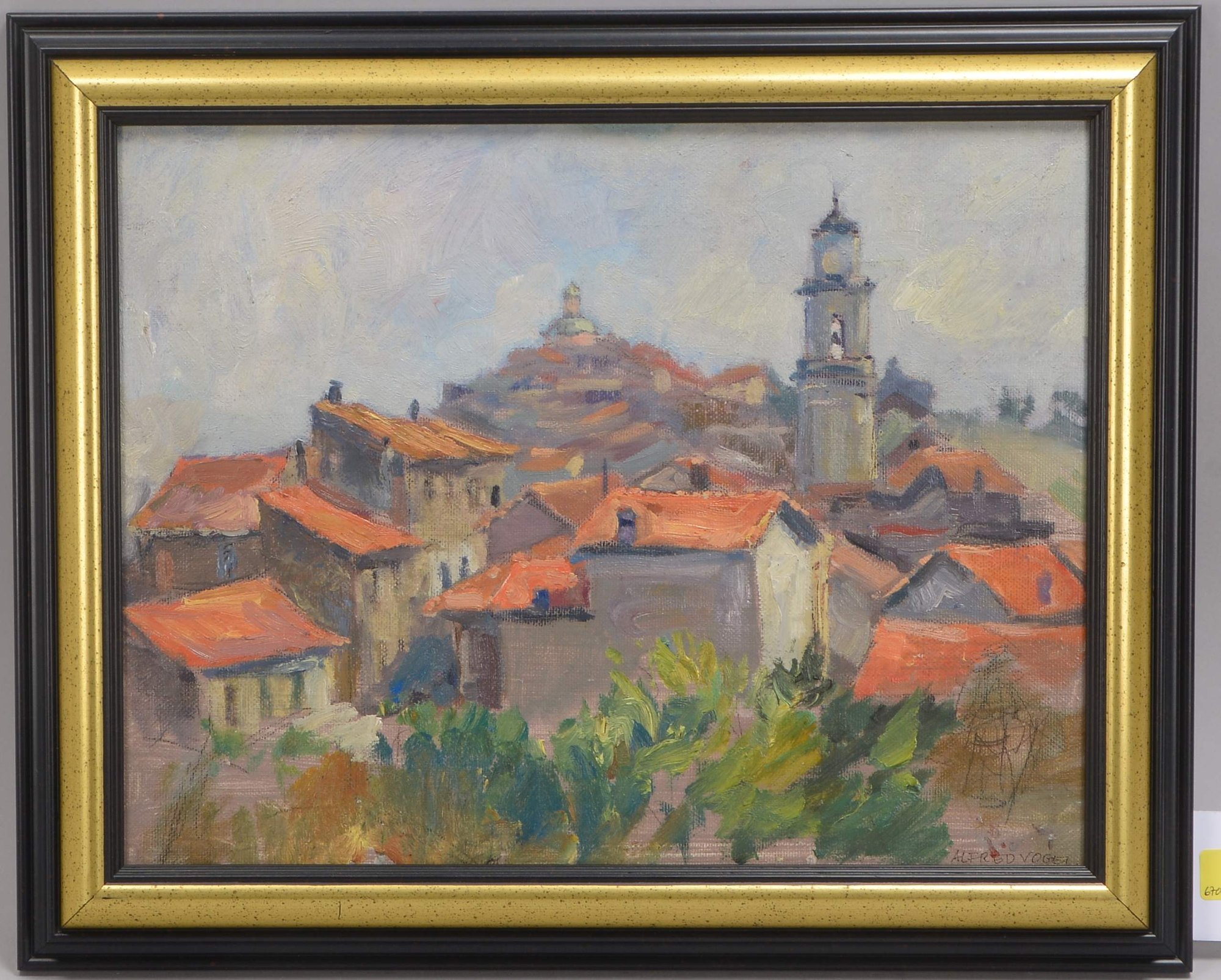 Vogel, Alfred, 'Südländisches Dorf', Öl auf Malkarton/gerahmt, unten re. signiert; Maße 30 x 39 cm