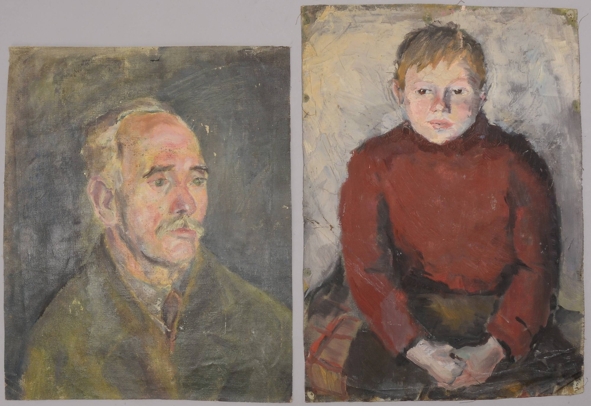 Vogel, Alfred, 'Portraits', Öl/Lw - 4x Portraits auf 2x Leinwänden, unsigniert, ungerahmt