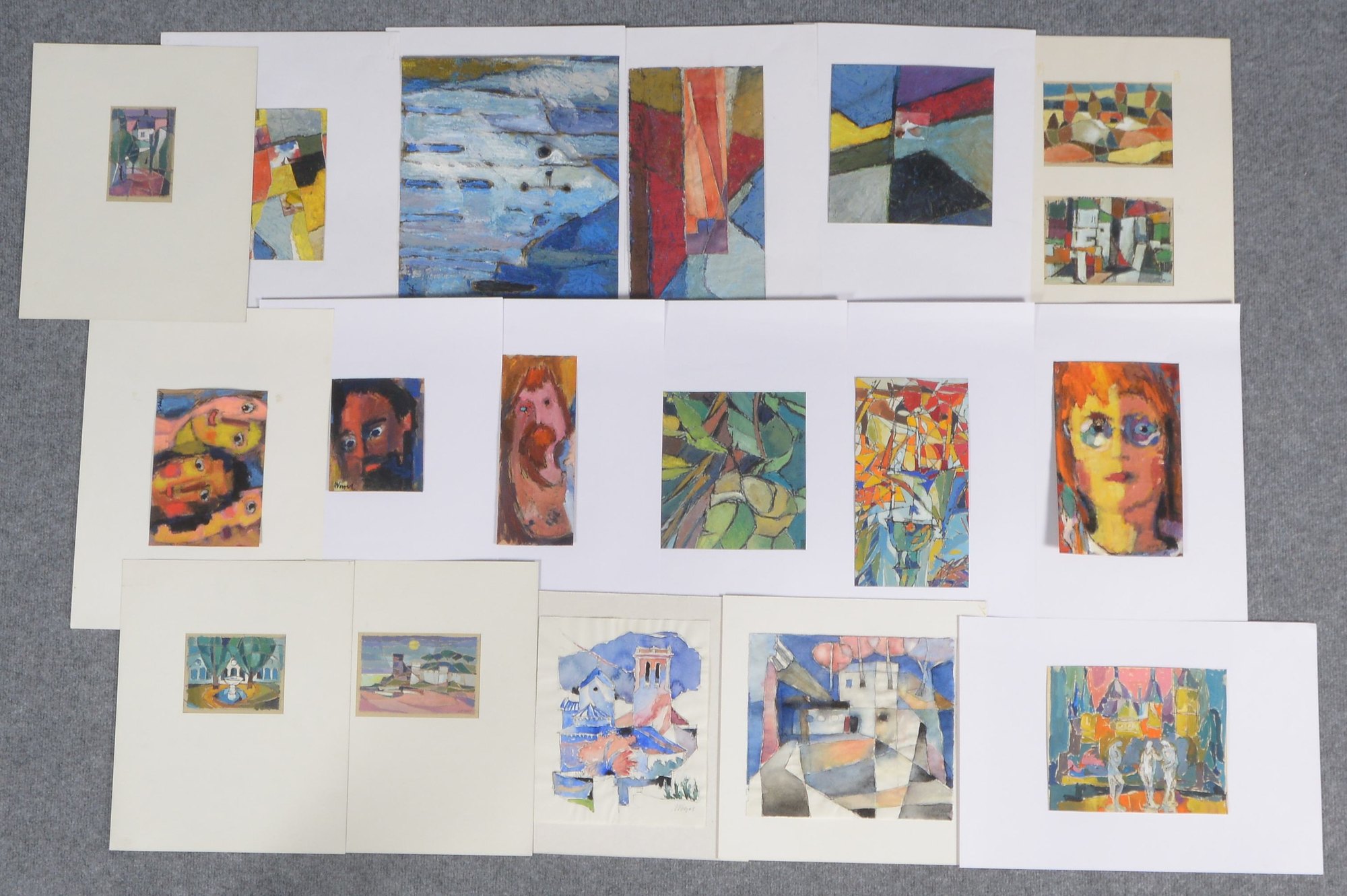 Vogel, Alfred, Konvolut Künstlerarbeiten, verschiedene Themen und Techniken (Tempera/Aquarell, u.a.)