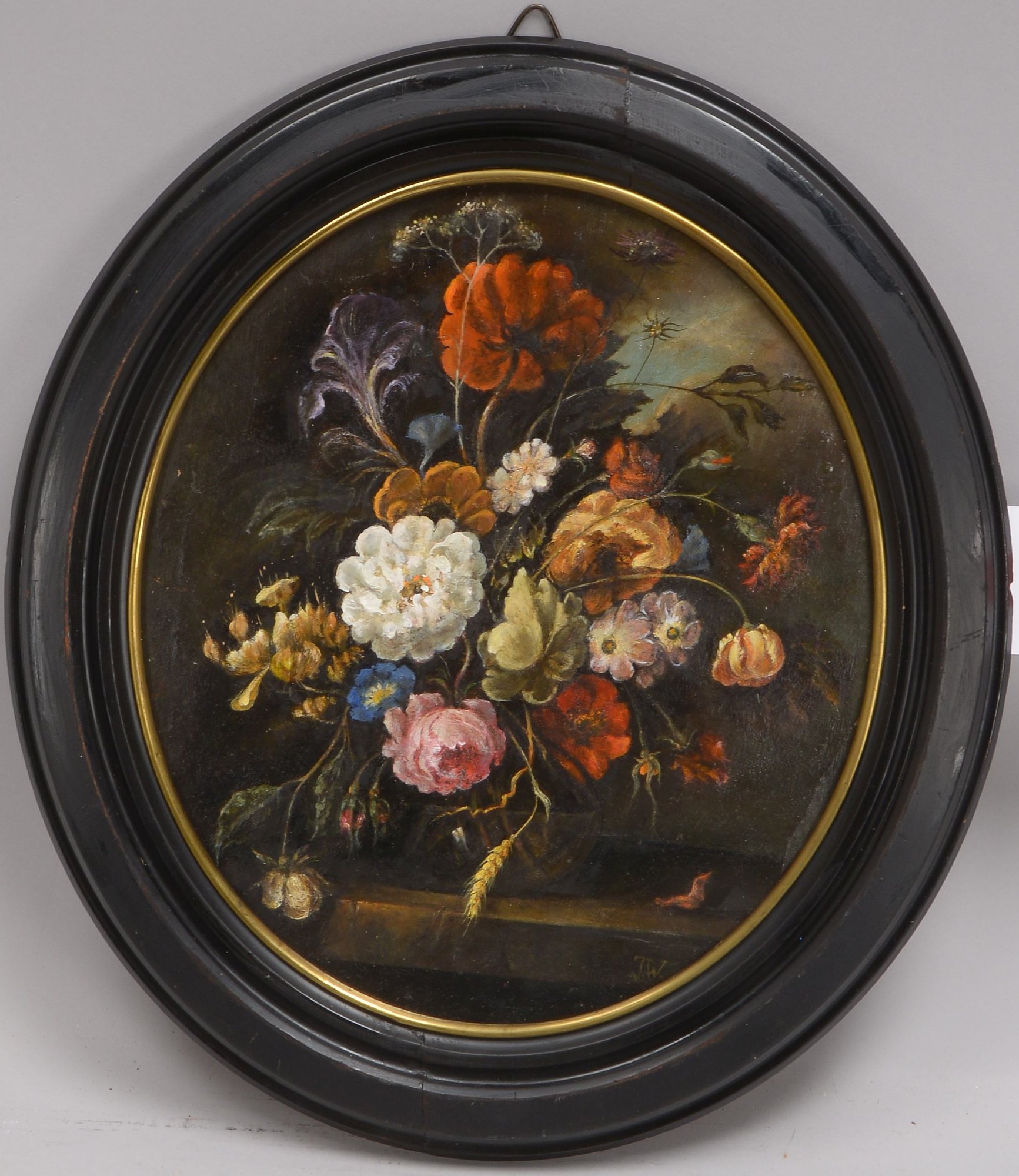 Monogrammist J.W. (wohl Johann Wagner), 'Blumenstillleben', Öl/Lw, unten rechts monogrammiert