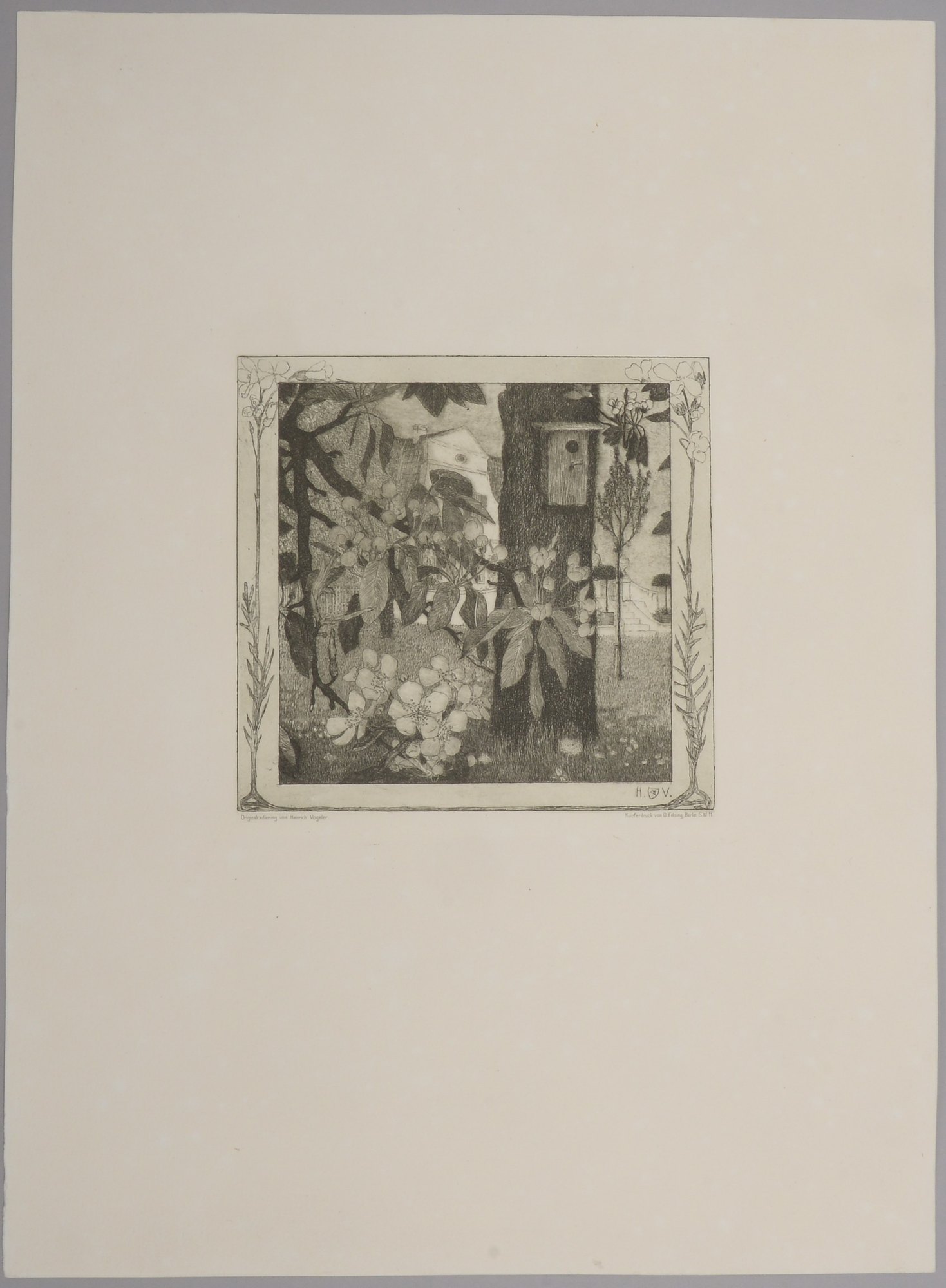 Vogeler, Heinrich (1872 Bremen - 1942 Kasachstan), 'Frühlingsblumen' (Platte von 1899/gedruckt 1907)
