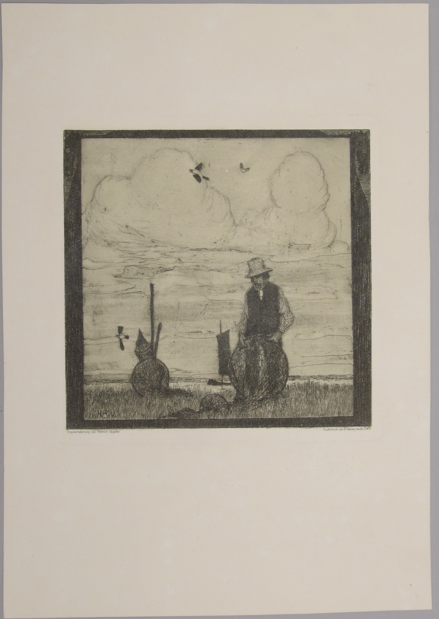 Vogeler, Heinrich (1872 Bremen - 1942 Kasachstan), 'Der Fischer', Auflage: 100 Exemplare