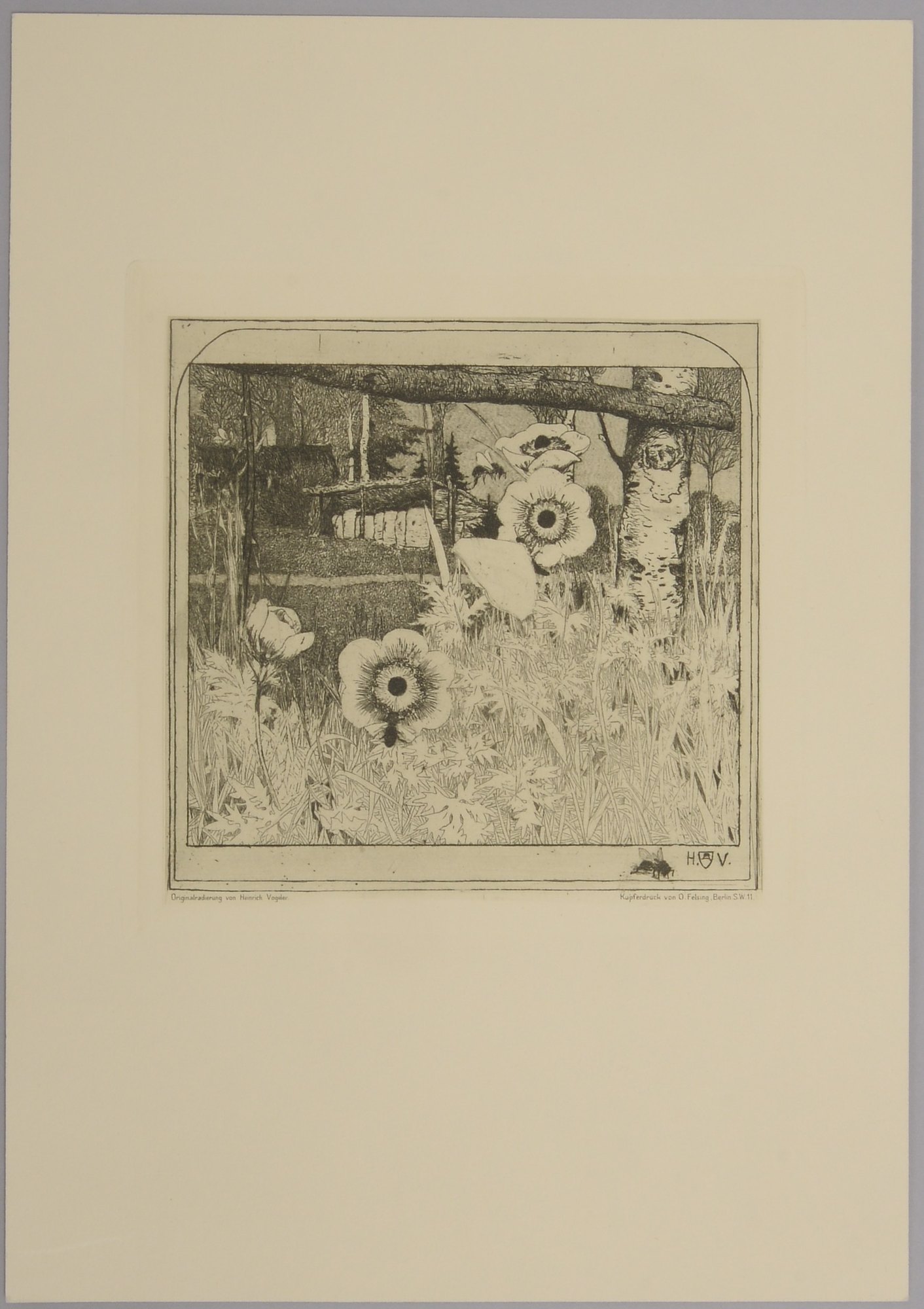 Vogeler, Heinrich (1872 Bremen - 1942 Kasachstan), 'Frühlingsblumen' (Platte von 1899)