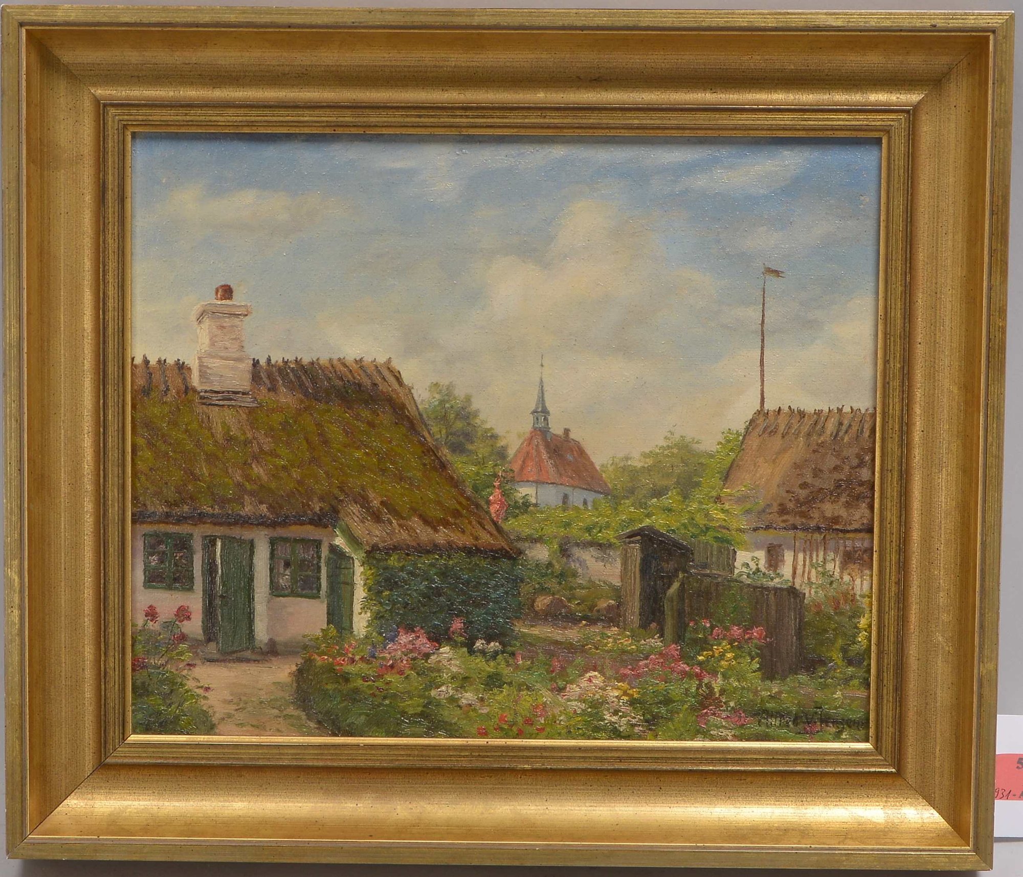 von Jennsen, A., 'Dänische Dorfansicht mit Kirche', Öl/Lw, rechts signiert; Bildmaße 27,5 x 33,5 cm