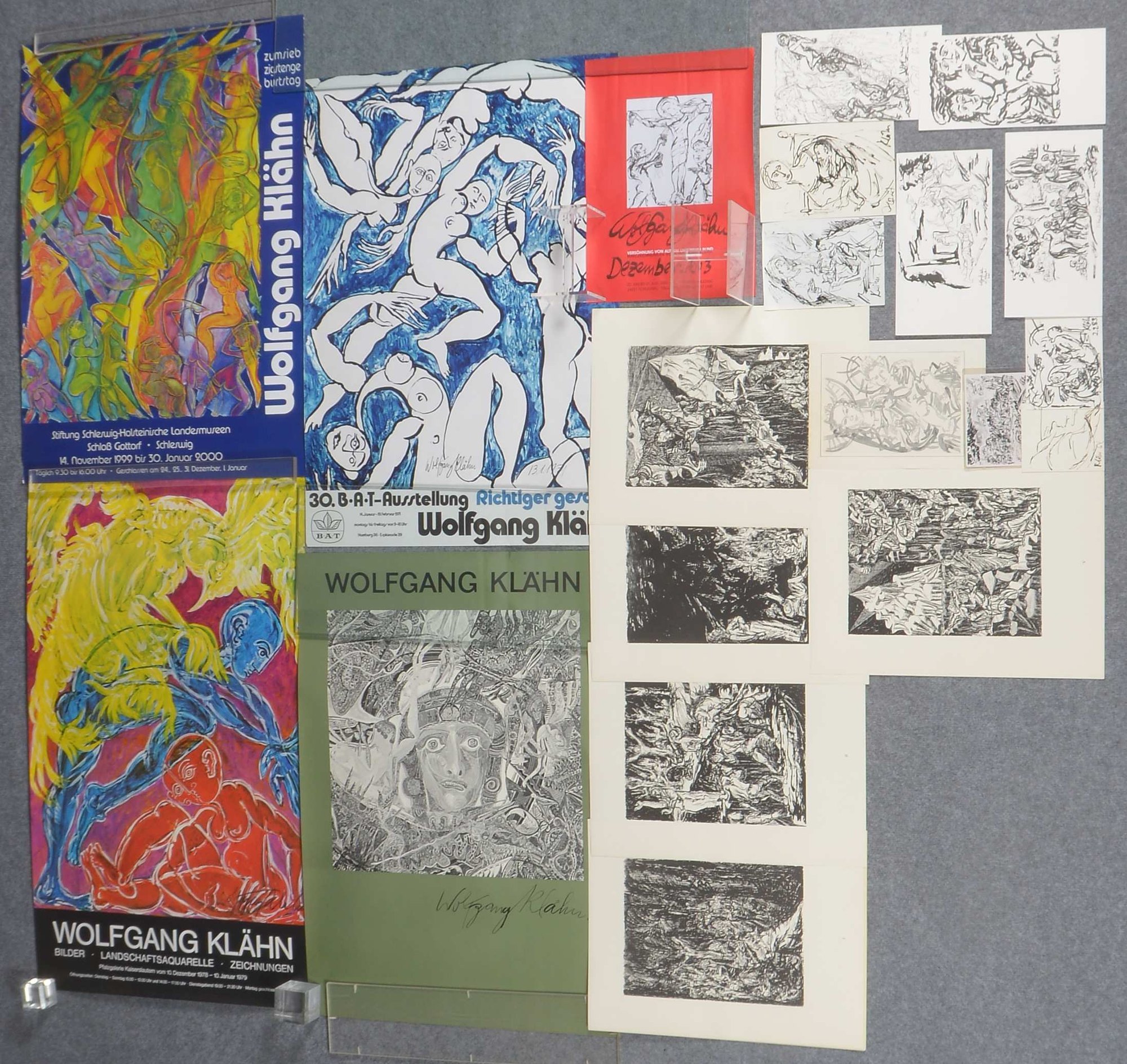 Klähn, Wolfgang (1929 - 2019, Hamburg), Grafikmappe, 'Fünf Illustrationen zu Dante Alighieri', u.a.