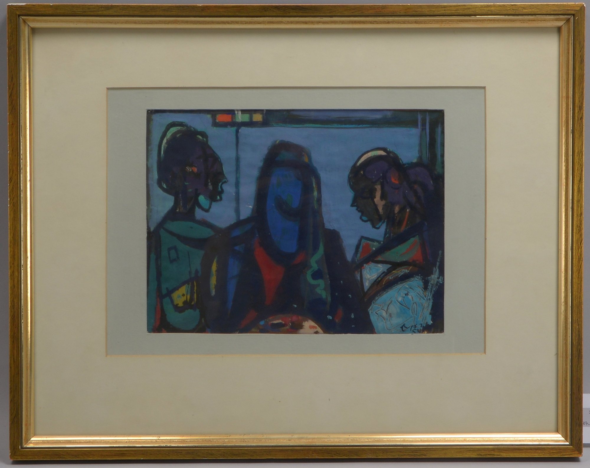 Witt, Ernst (1901 - 1977), 'Drei Mädchen auf dem Boulevard St. Germain', Mischtechnik, signiert