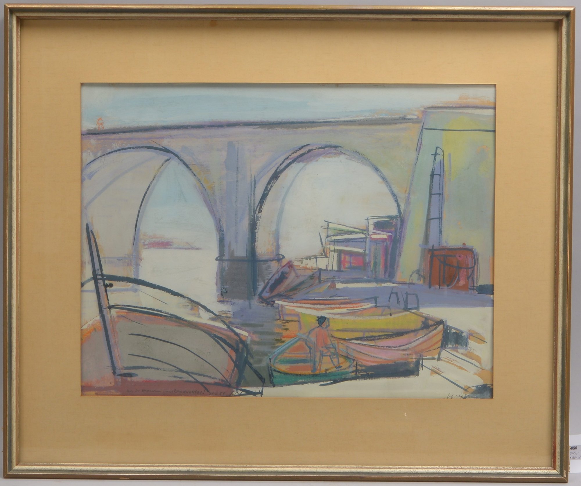 Witt, Ernst (1901 - 1977), 'Brücke in Marseille', Mischtechnik auf Papier, unten rechts signiert