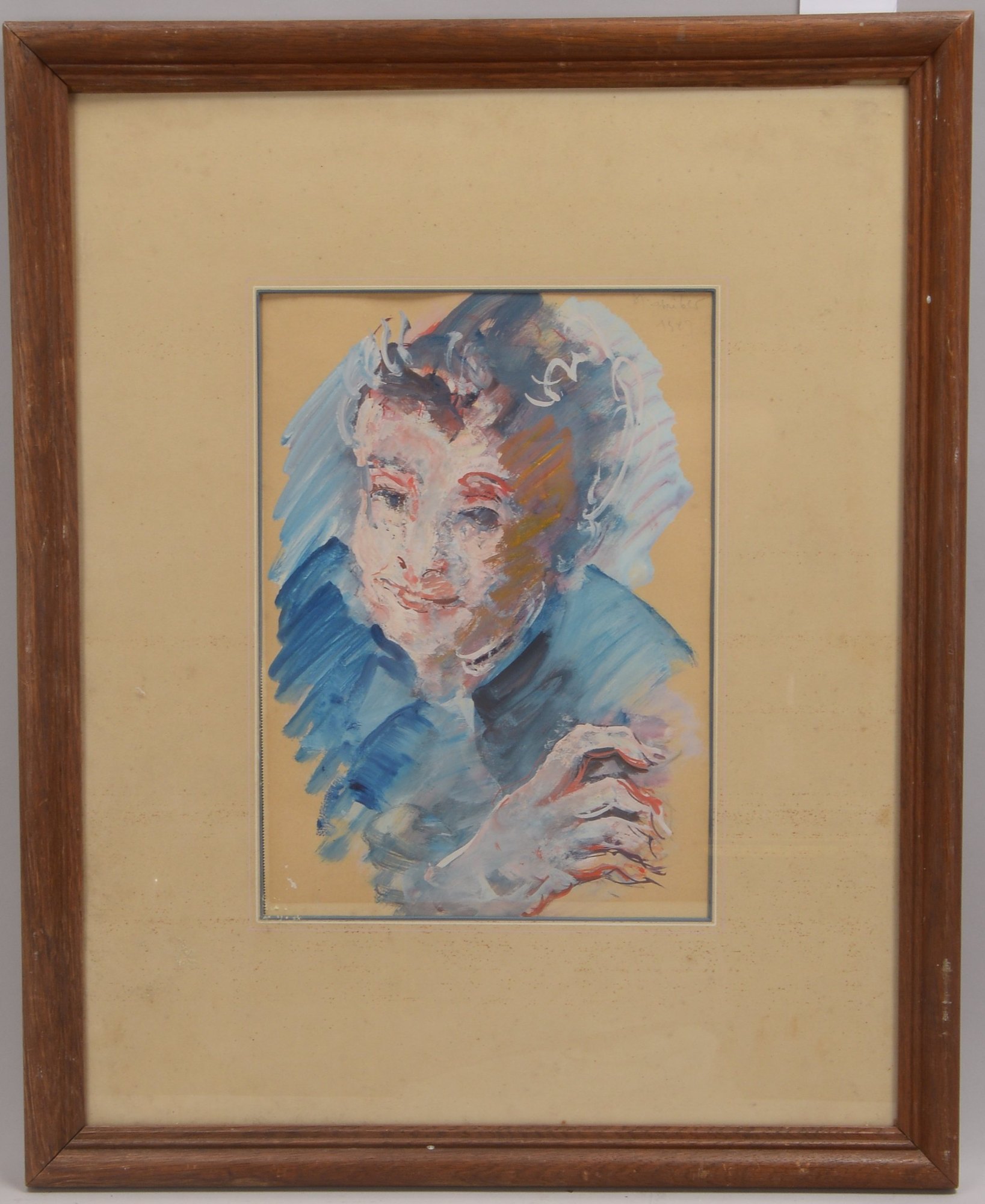 Schreiber, Gustav Adolf (1889 - 1958, Bremen), 'Portrait', Mischtechnik auf Papier, signiert/datiert