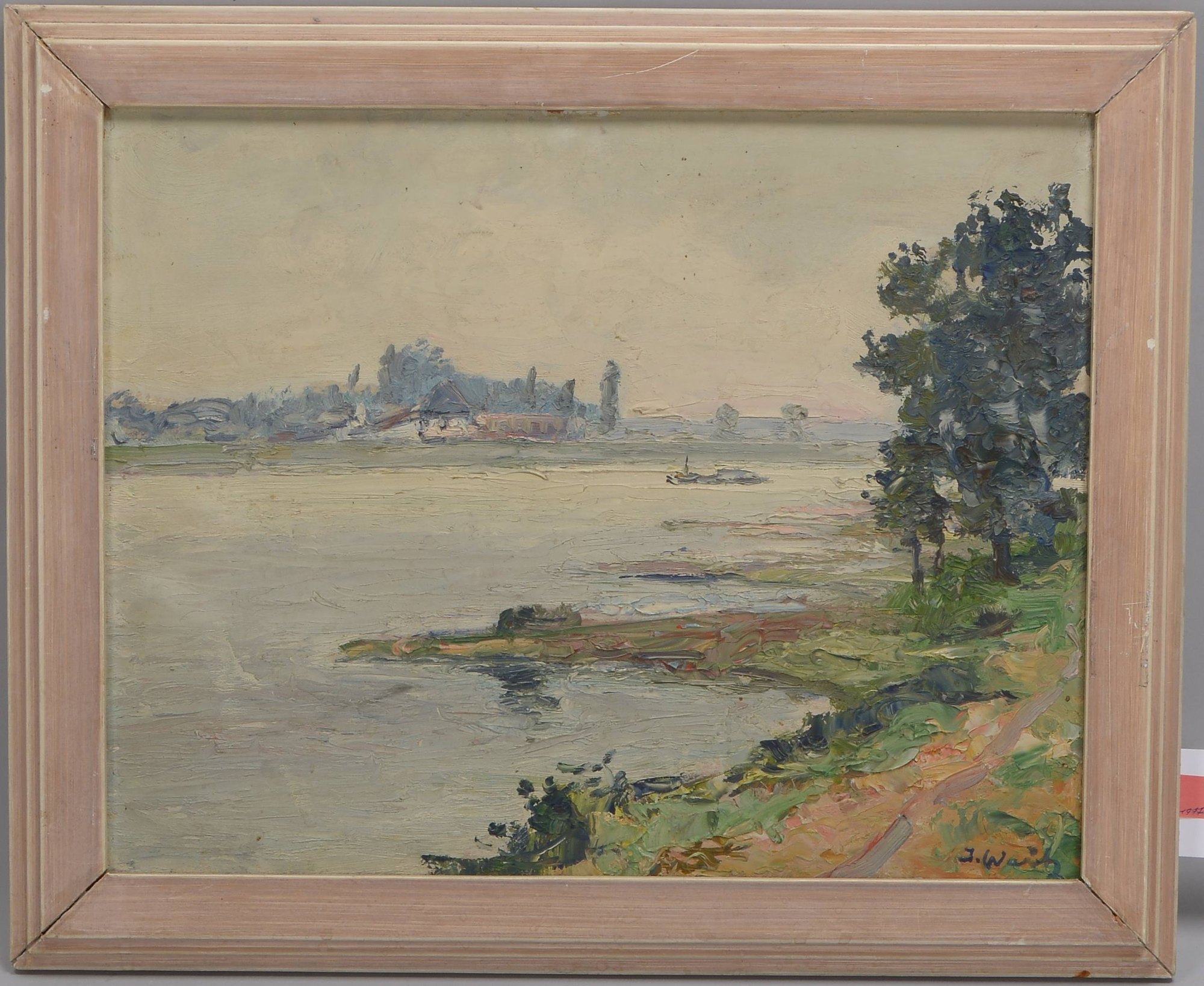 Weiss, Jacob, 'Flusslandschaft', Öl auf Hartfaser/gerahmt, unten re. signiert; Bildmaße 40 x 51 cm