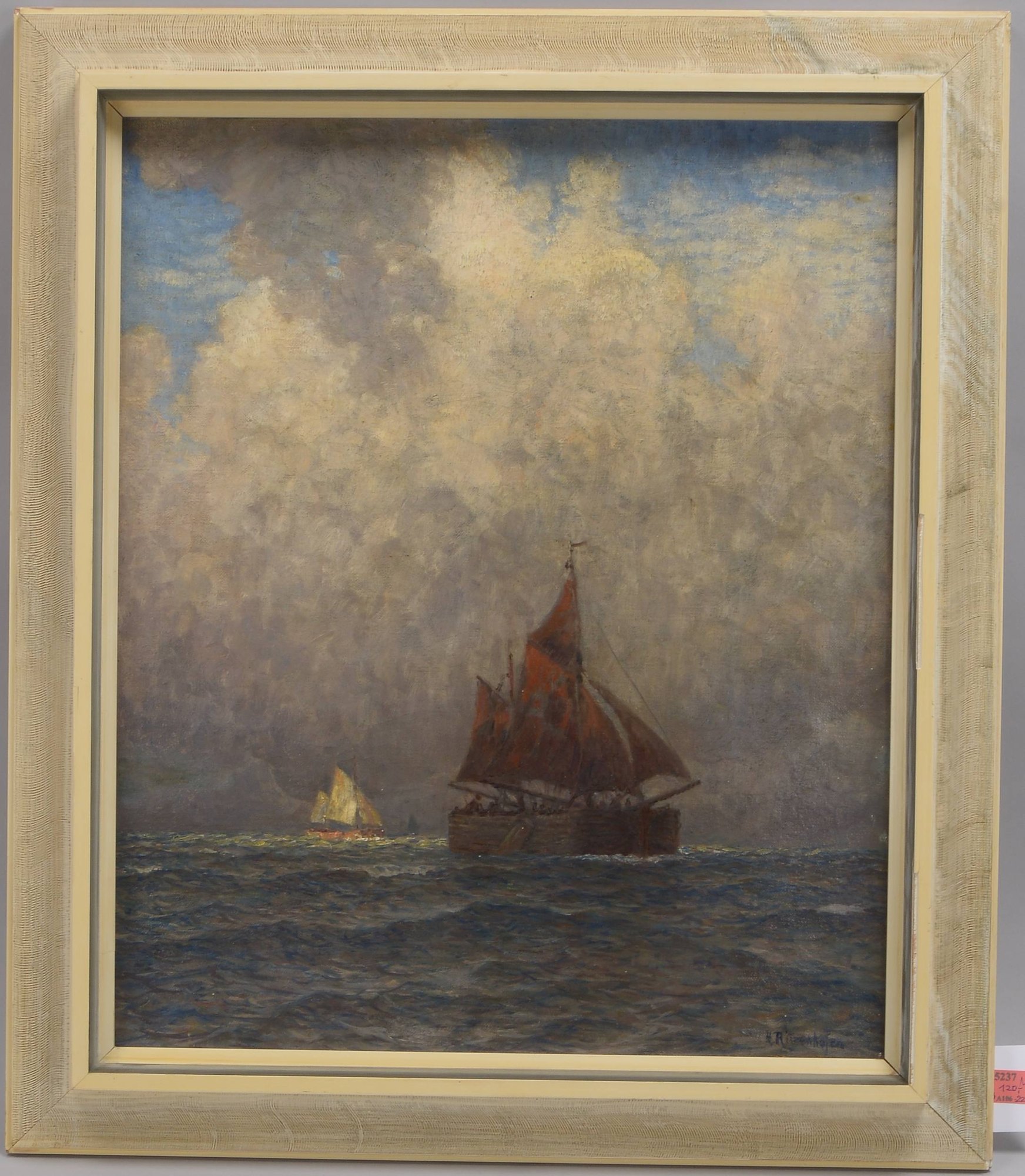 Ritzenhofen, Hubert (1879 Amsterdam - 1961 Düsseldorf), 'Segelschiffe', Öl/Lw; Rahmenmaße 73 x 62 cm