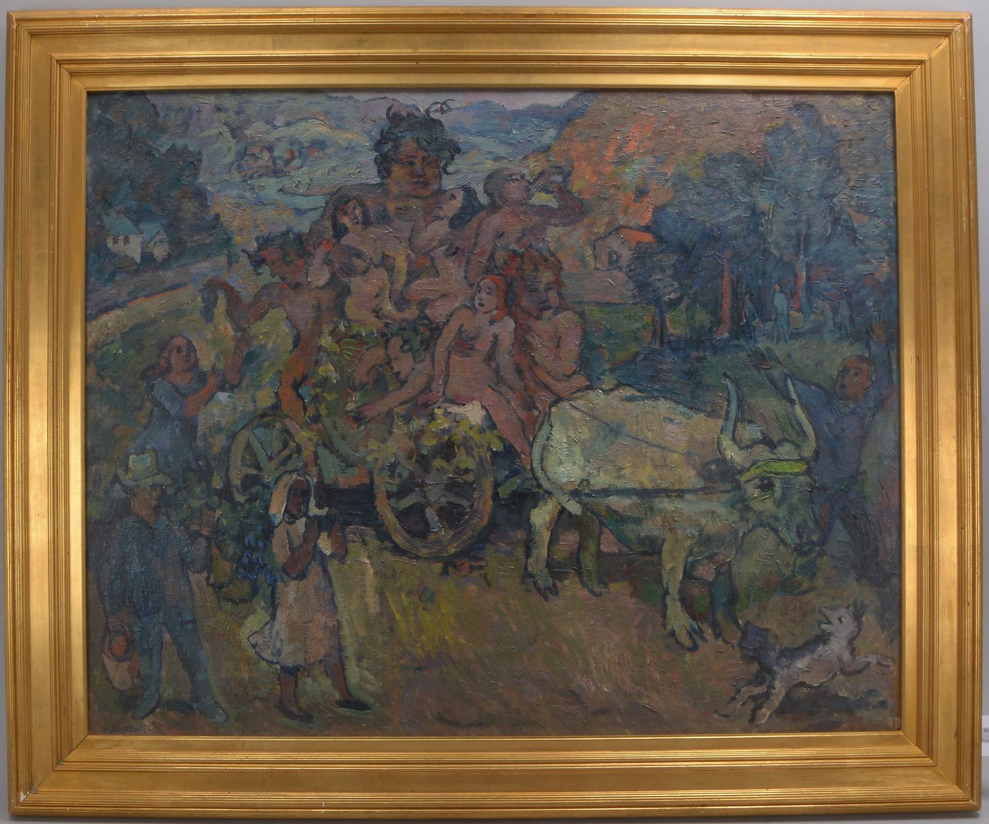 Schubert, Otto, 'Der Triumph des Bacchus', Öl/Lw, unten links signiert, verso mit altem Etikett