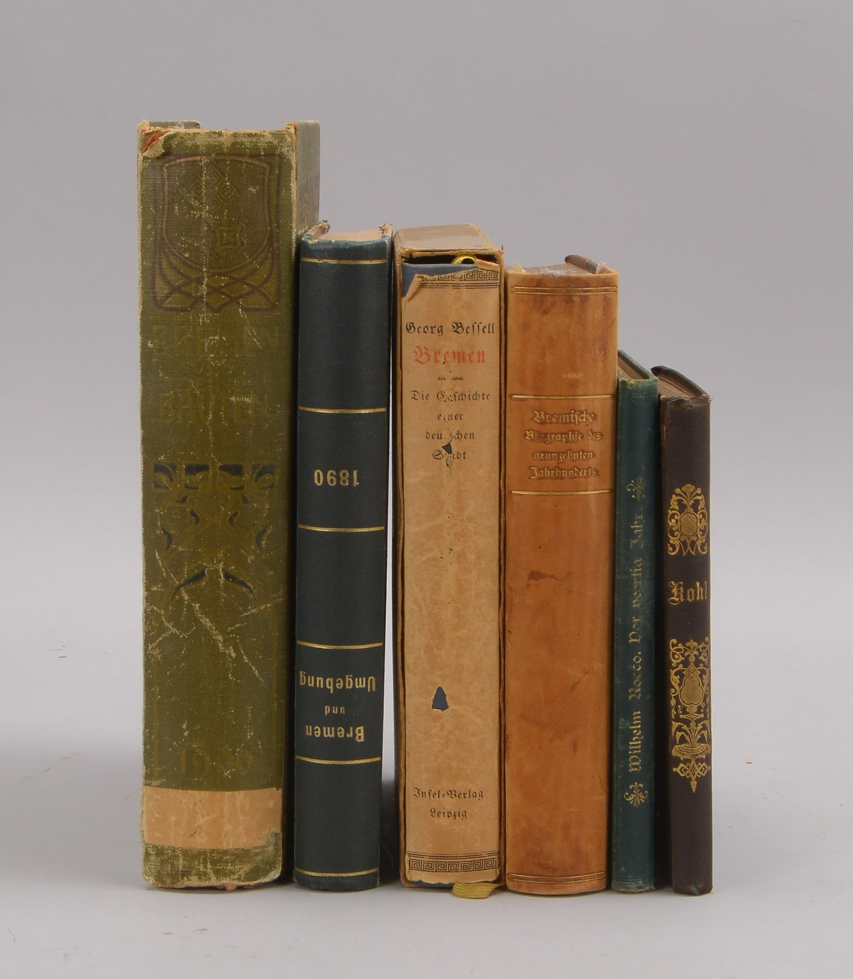 Historisches Literaturkonvolut, 'Bremensien', 6 Bände, darunter: 'Bremen und seine Bauten (1900)'
