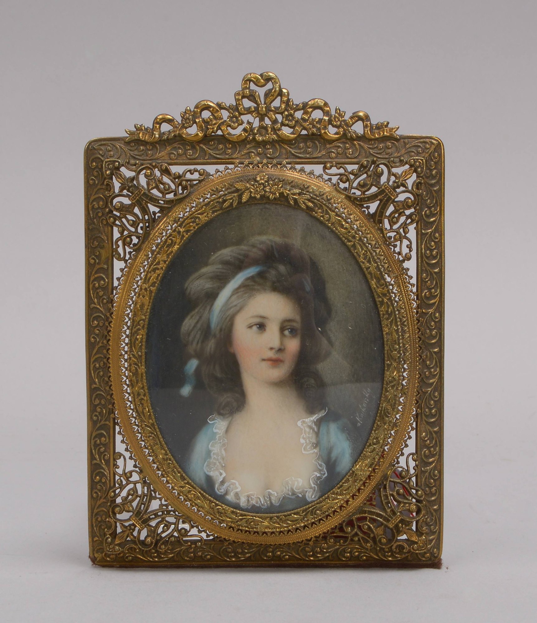 Miniaturmalerei, Portrait der Gräfin Zofia Potocka (1760-1822), unleserlich signiert, im durchbroche