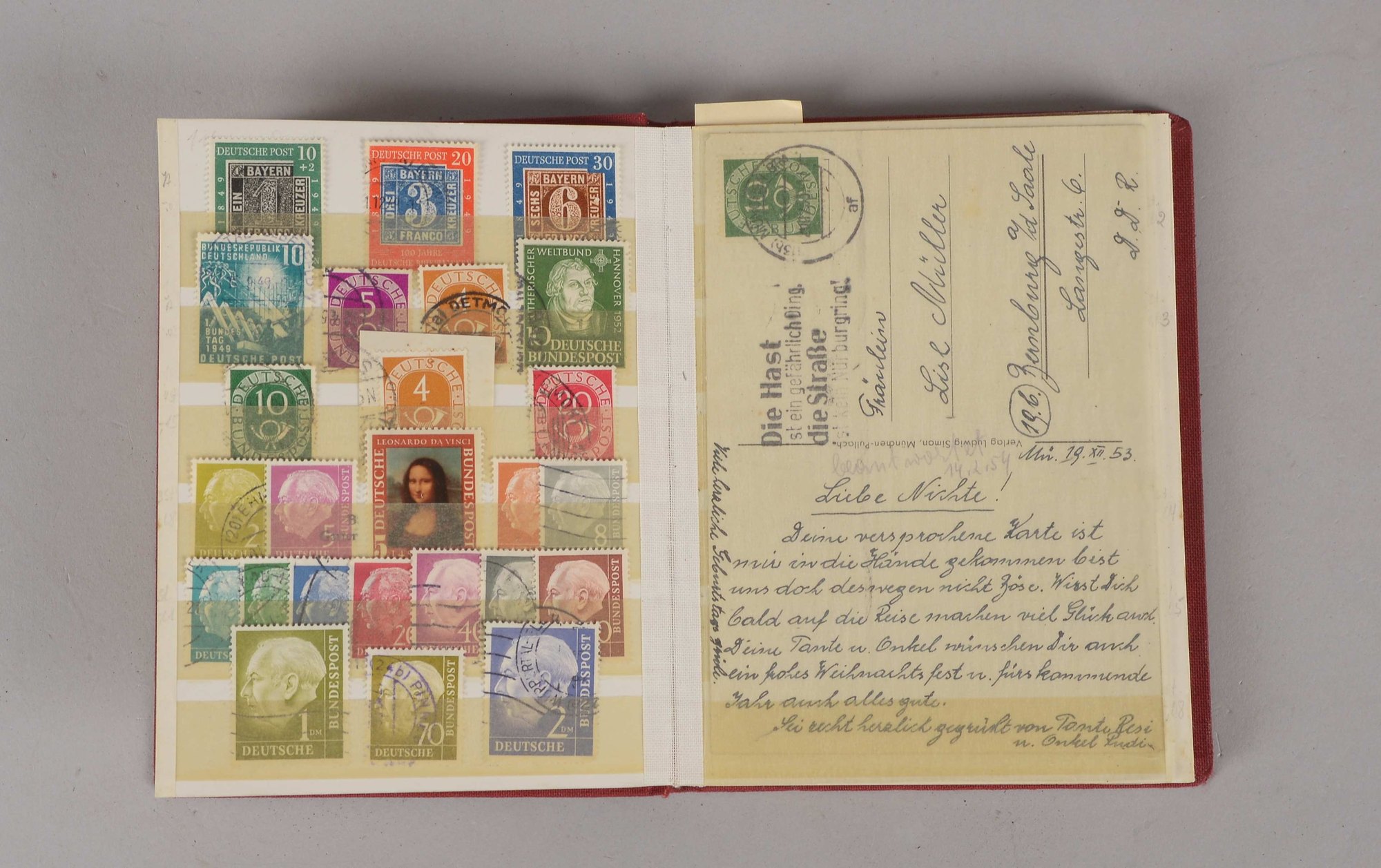 Briefmarken, 'Bundesrepublik'/'Berlin': jeweils Anfangsausgaben, daneben Karten und Briefabschnitte