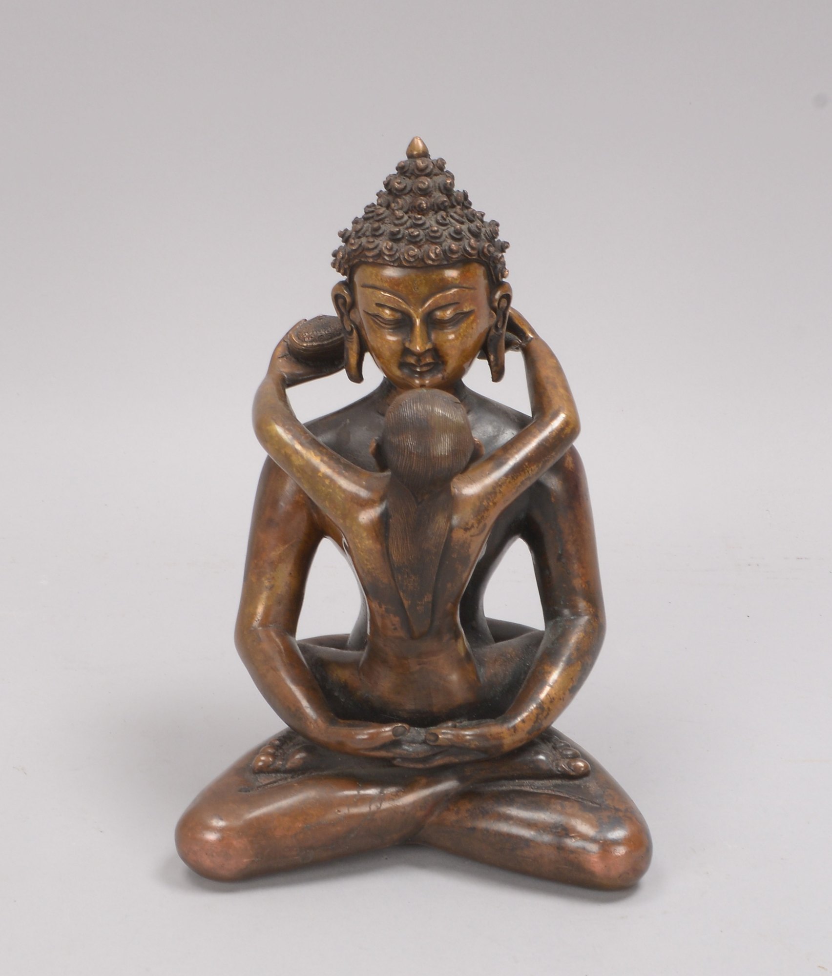 Bronzeskulptur (Indien/Tibet -?), 'Yab-Yum-Vereinigung' - tantrisch-buddhistische Darstellung