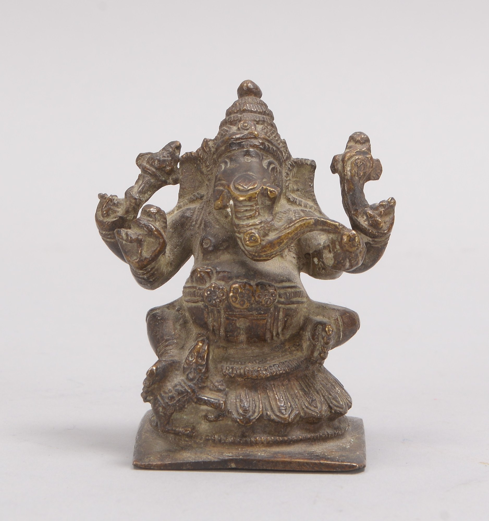 Kleine Bronzefigur (Indien), antik, 'Ganesha'; Höhe 8,5 cm