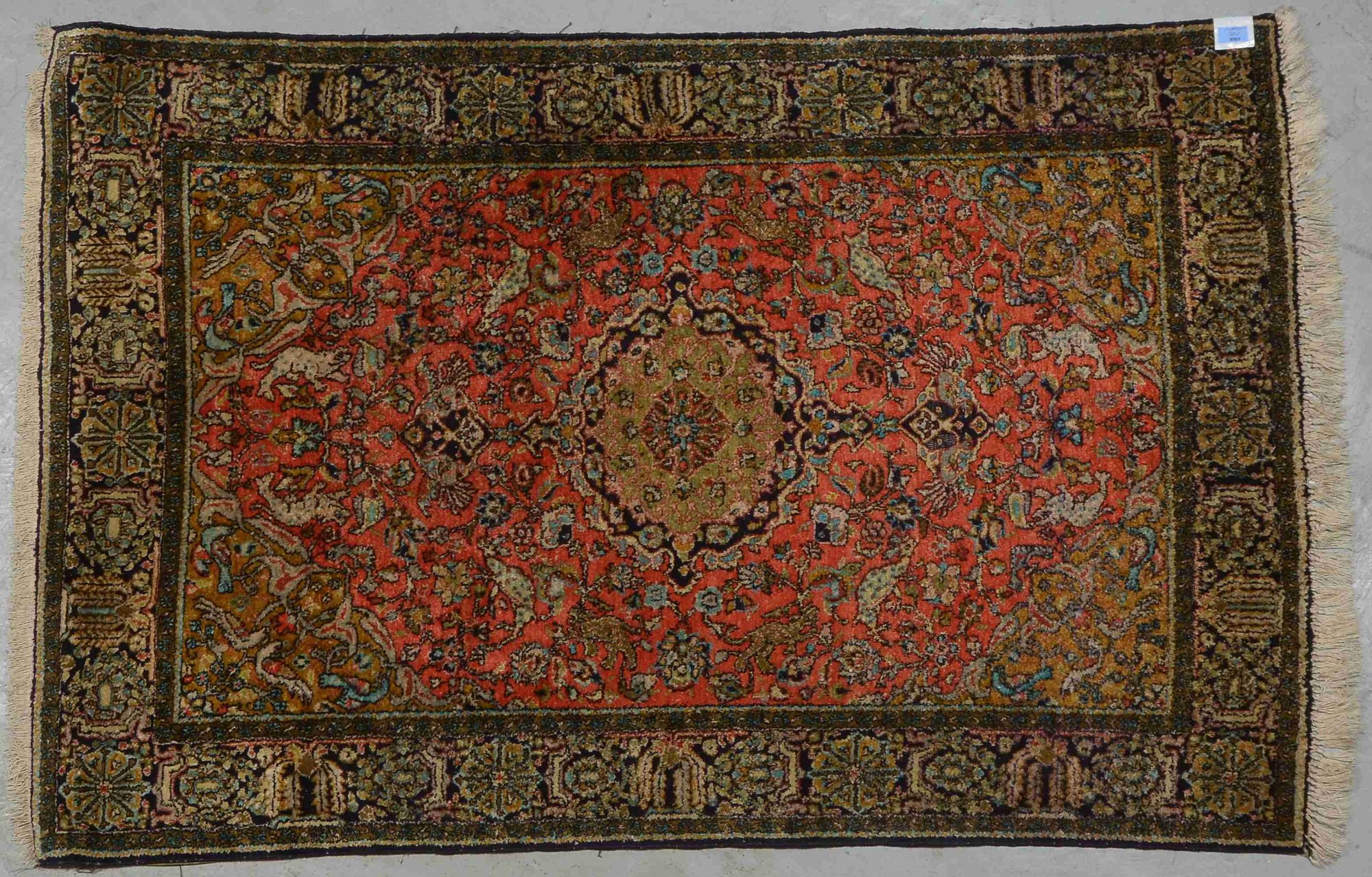 Ghom-Seidenteppich, Seide auf Seide, feine Knüpfung; Maße 164 x 106 cm