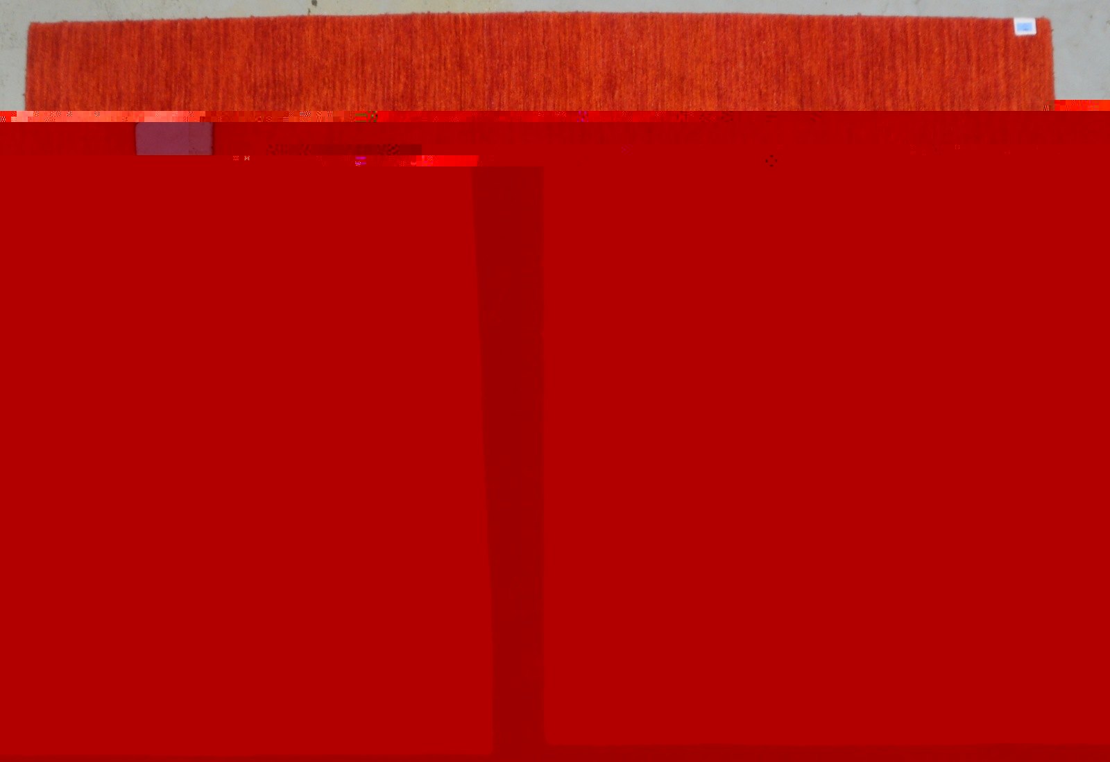 Gabbeh-Lori, mittelfeine Knüpfung, rot-orange meliert, hochflorig, guter Zustand