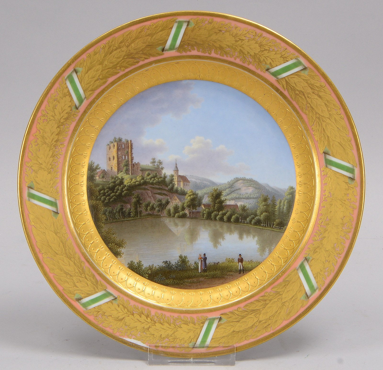 Meissen (Schwertermarke, 1814 - 1820), sehr seltener Ansichtenteller, 'Vue de Tharand'