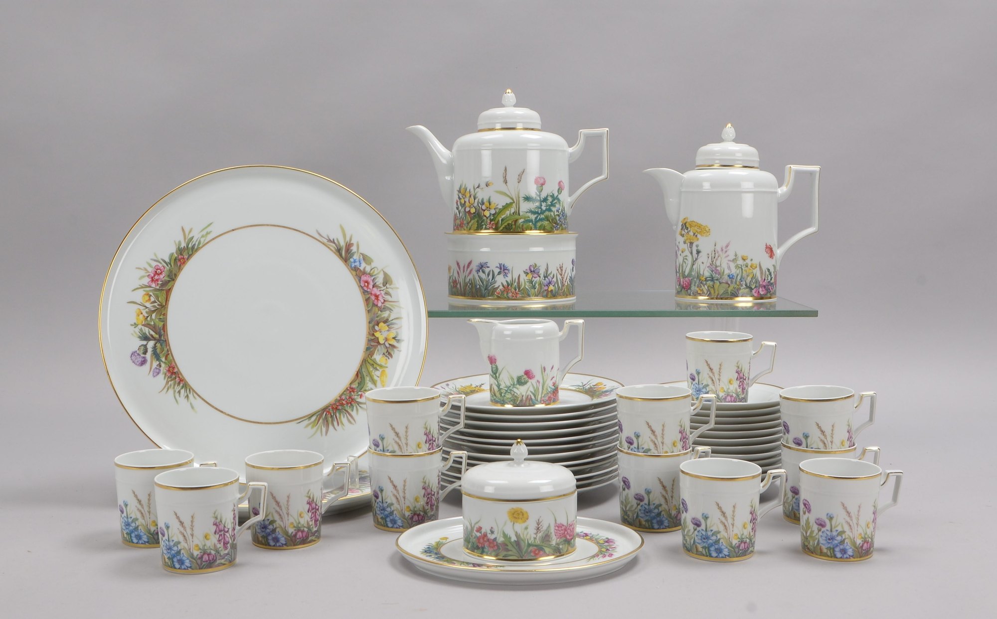 Fürstenberg, Kaffee-/Teeservice, Dekor 'Wiesenblumen', für 12 Pers.