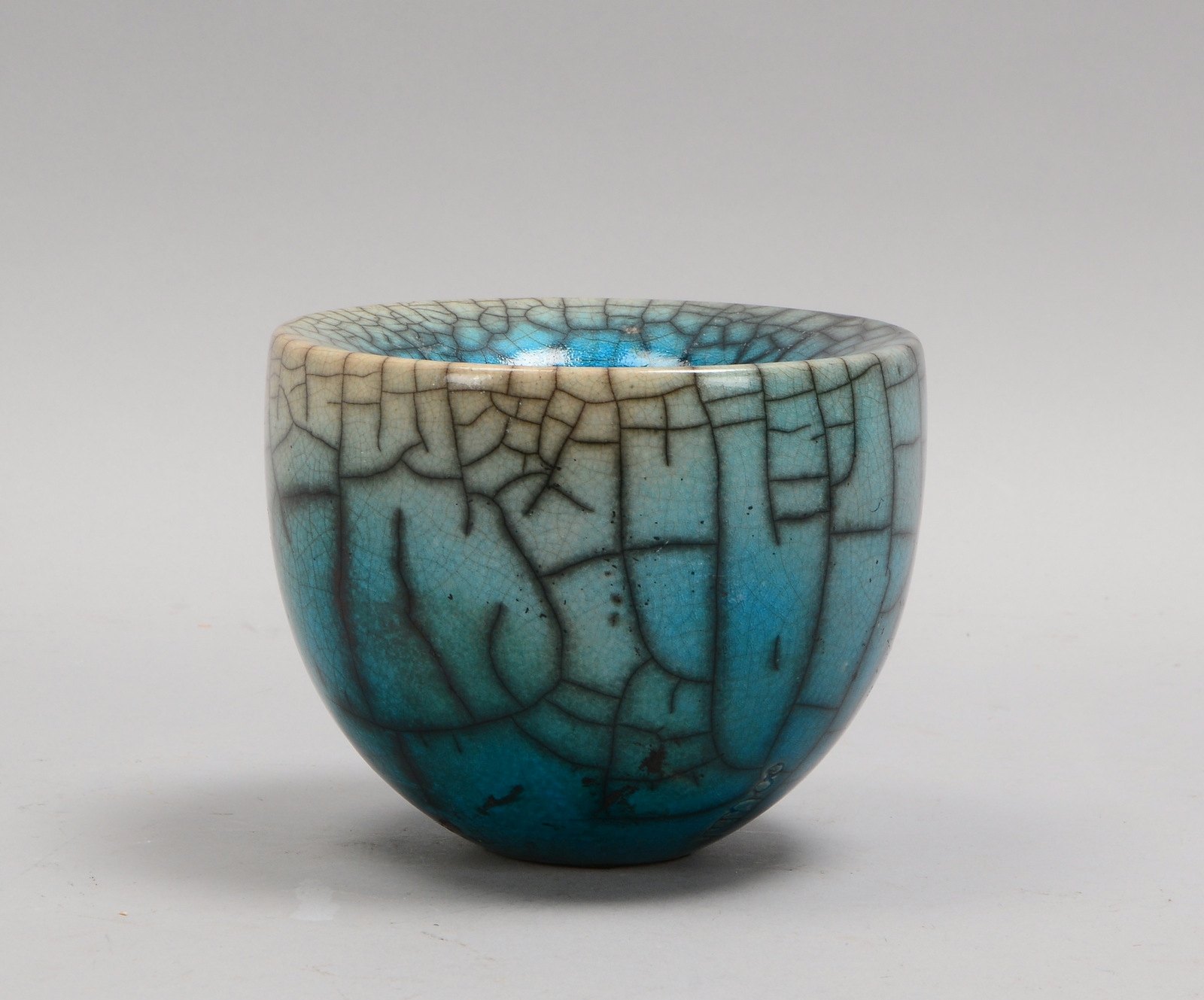 Mindermann, Martin, Künstler-Keramikvase, Raku-Technik/Türkisfarben