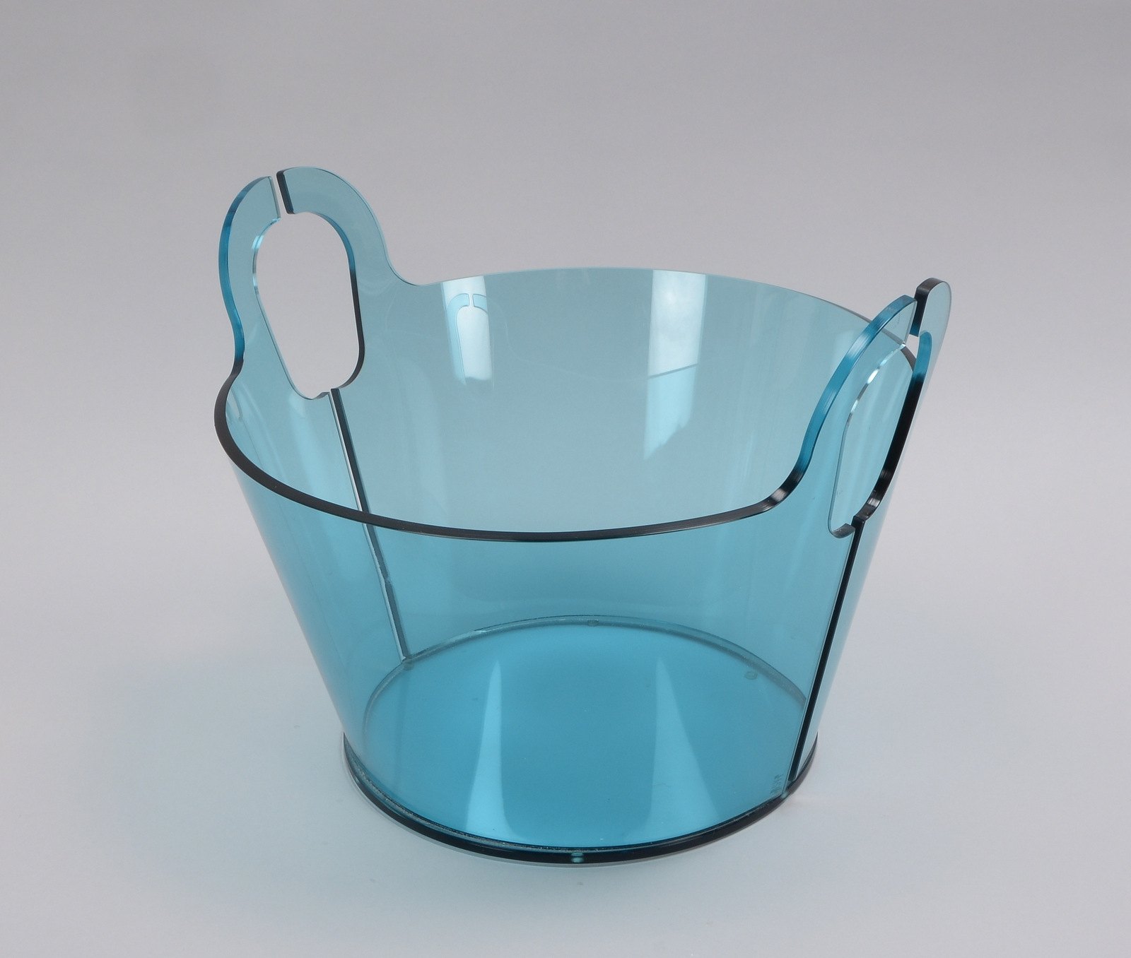 R.S.V.P., Designer-Glaskorb, kelchförmig, Blau-Grün, gelabelt