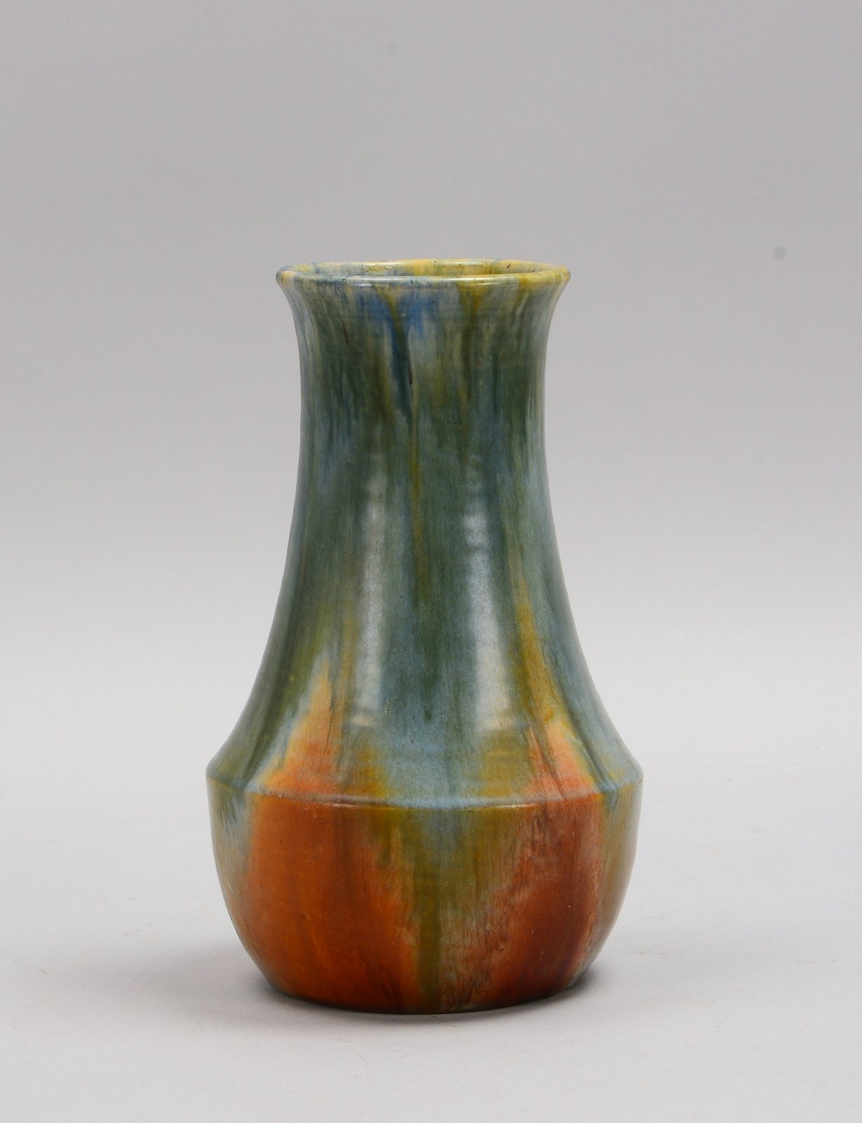 Leineweber, Ernst/Altona, Keramikvase, tiefl. Schultern, Glasur in Blau-Grün/Braun