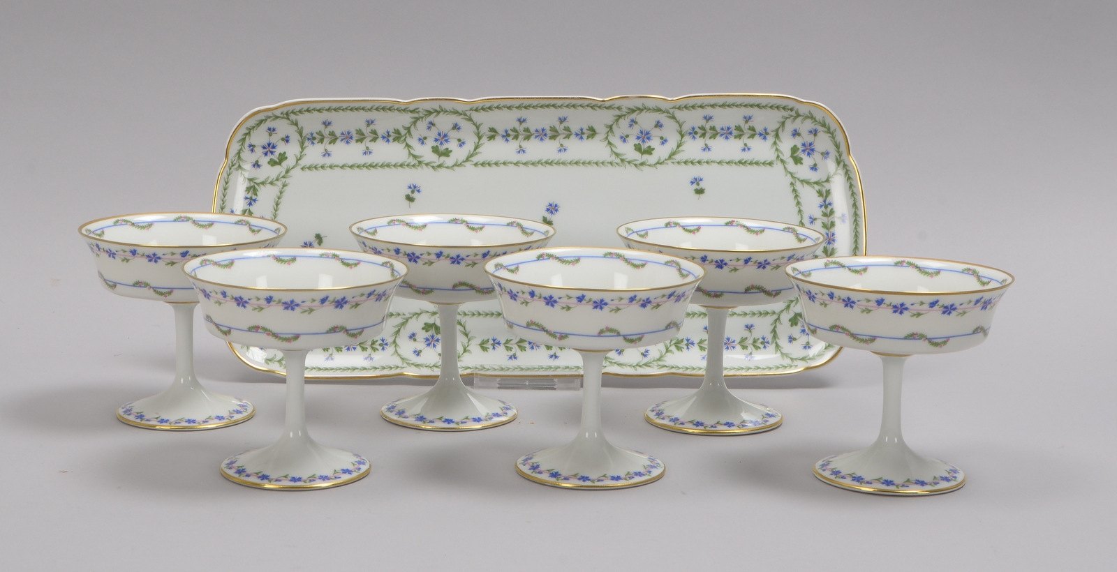 Raynaud & Cie/Limoges, Anbietset, 'Barbeaux': längl. Schale/6x Schälchen