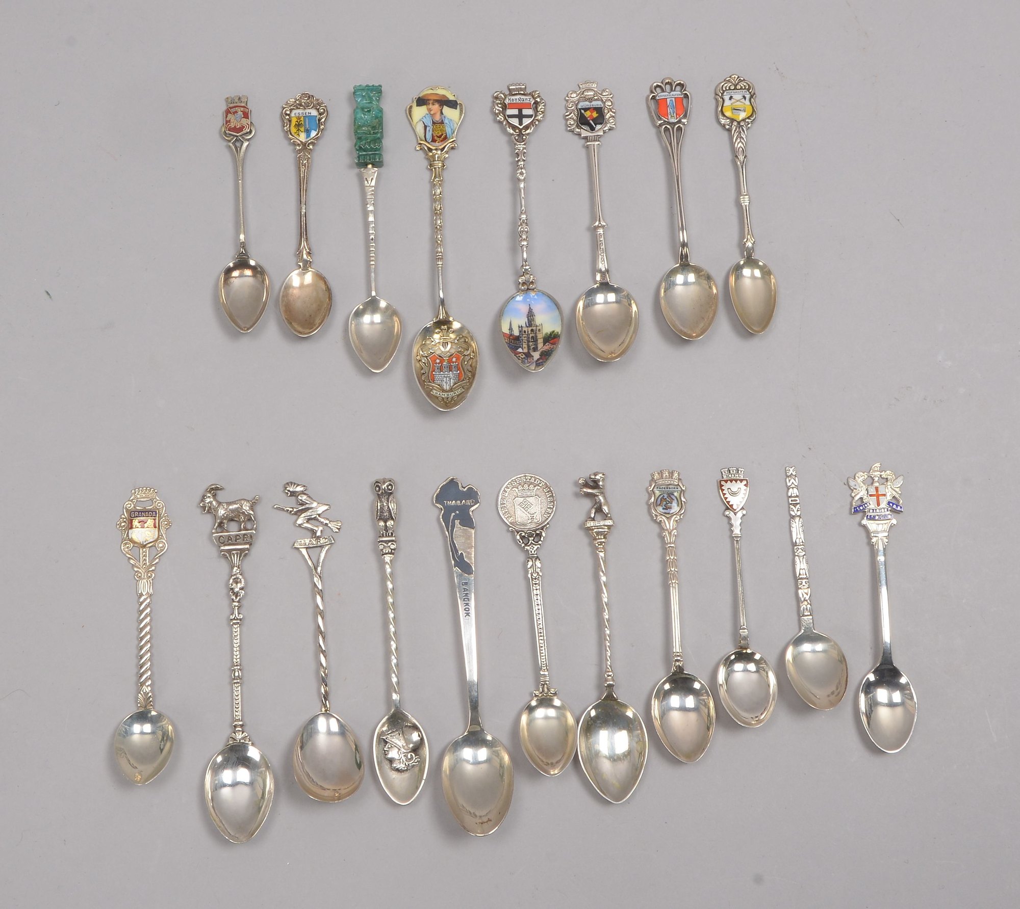 Kl. Andenkenlöffel-Sammlung, Silber, versch. Ausführungen, 19 Stück; 228 g