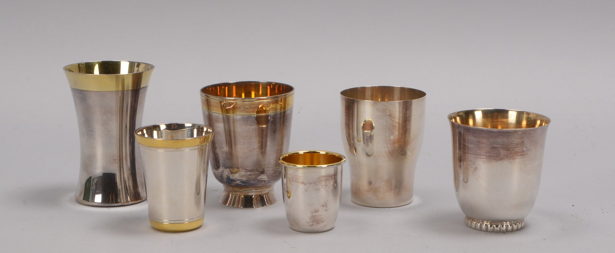 Kl. Sammlung Trinkbecher, 925 Sterlingsilber, versch. Ausführungen, 6 Stück