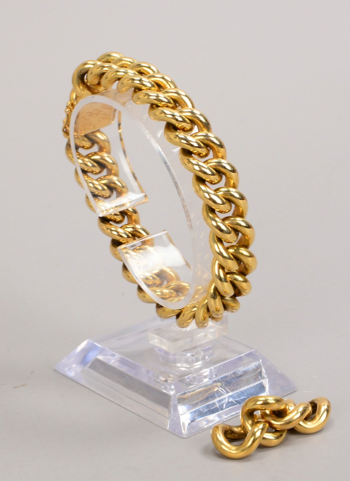 Panzerarmband, 585 GG (gest.), runde Glieder, mit Steckschließe; Länge 17,5 cm