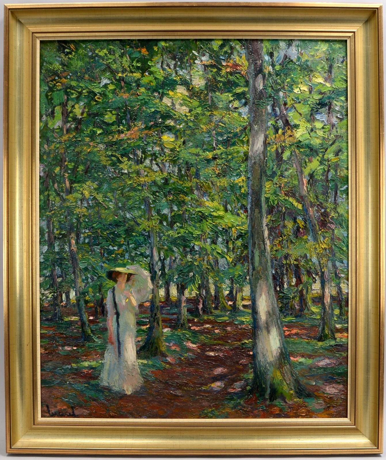 Cucuel, Edward, 'Waldspaziergang', Öl/Lw, unten li. sign., verso bezeichnet