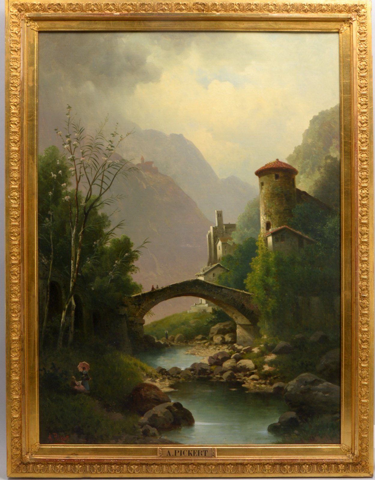 Pickert, Anton, 'Partie bei San Remo', Öl/Lw, unten li. signiert, verso betitelt