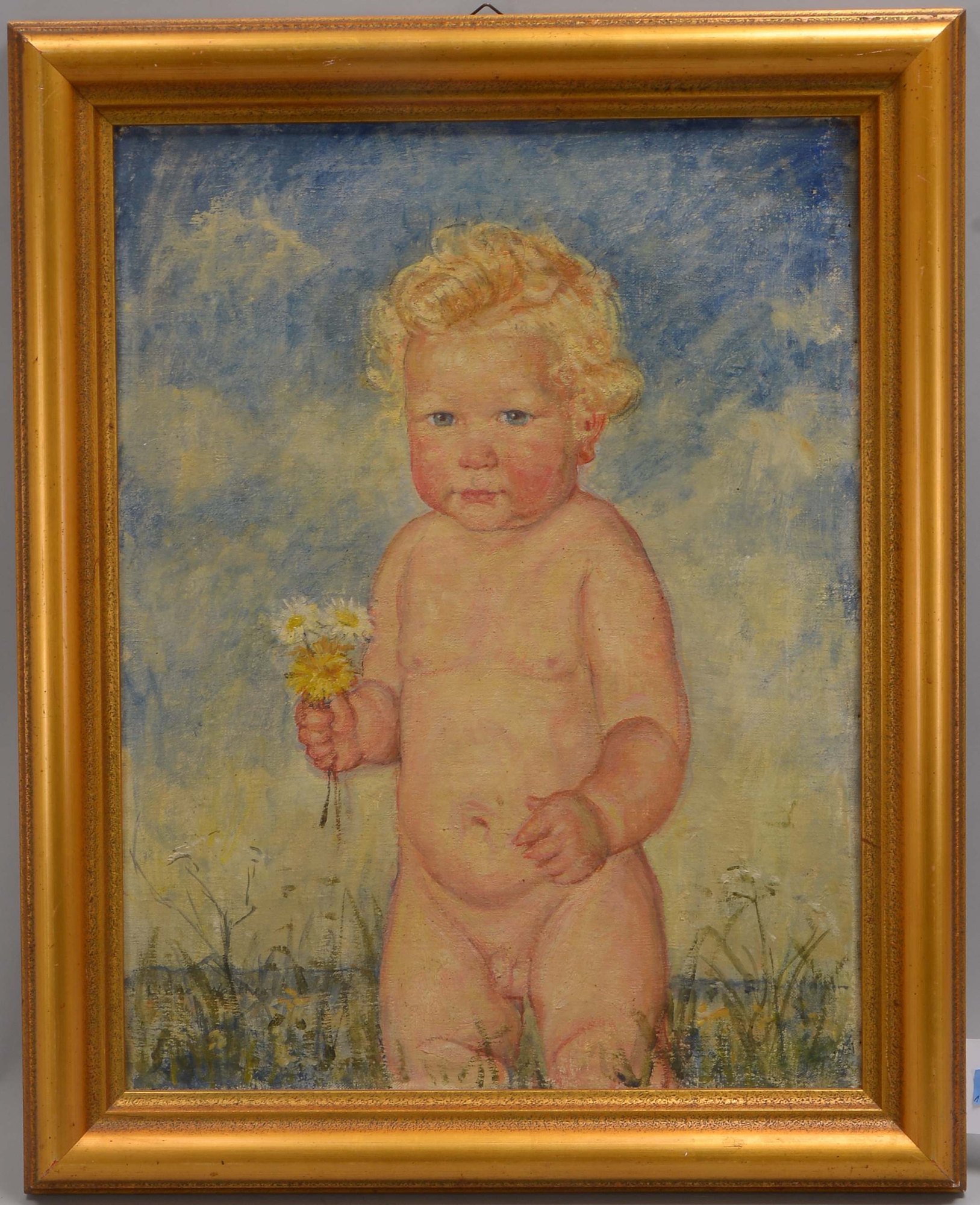Linde-Wather, Heinrich, 'Kind auf der Wiese', Öl/Lw, unsigniert/Rahmen bez.
